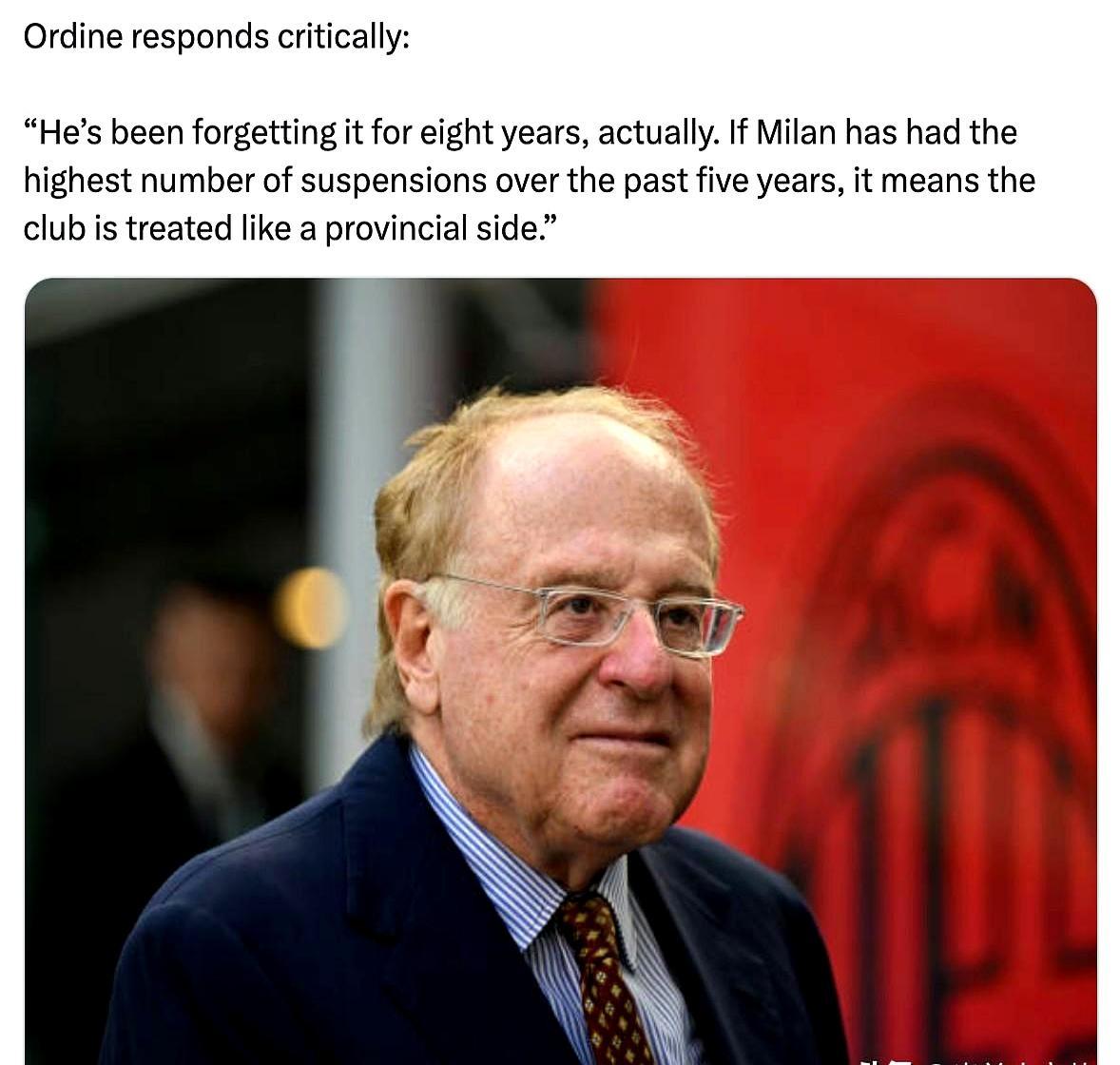 当了八年AC米兰主席，他竟然说有时会忘了这事。
 
这话点燃了球迷的火。人家主席