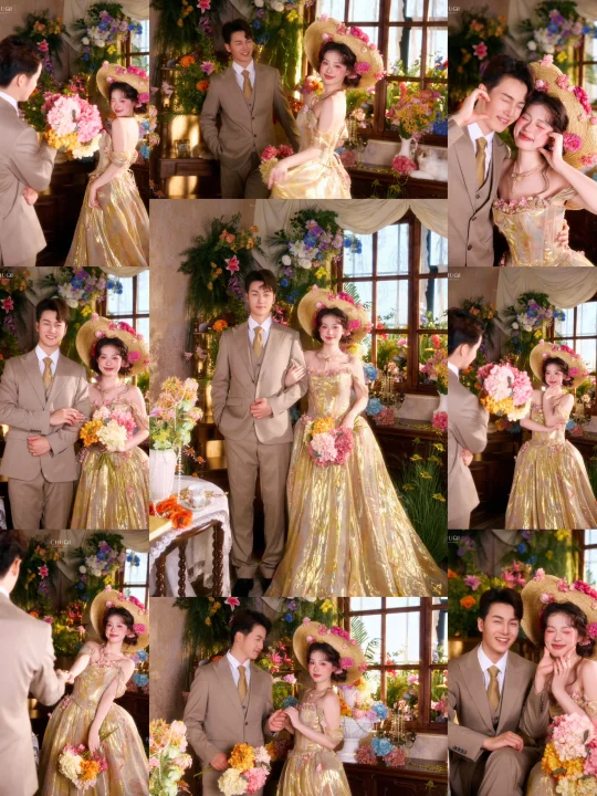 南法卢浮宫走来的鎏金公主｜法式油画婚纱照