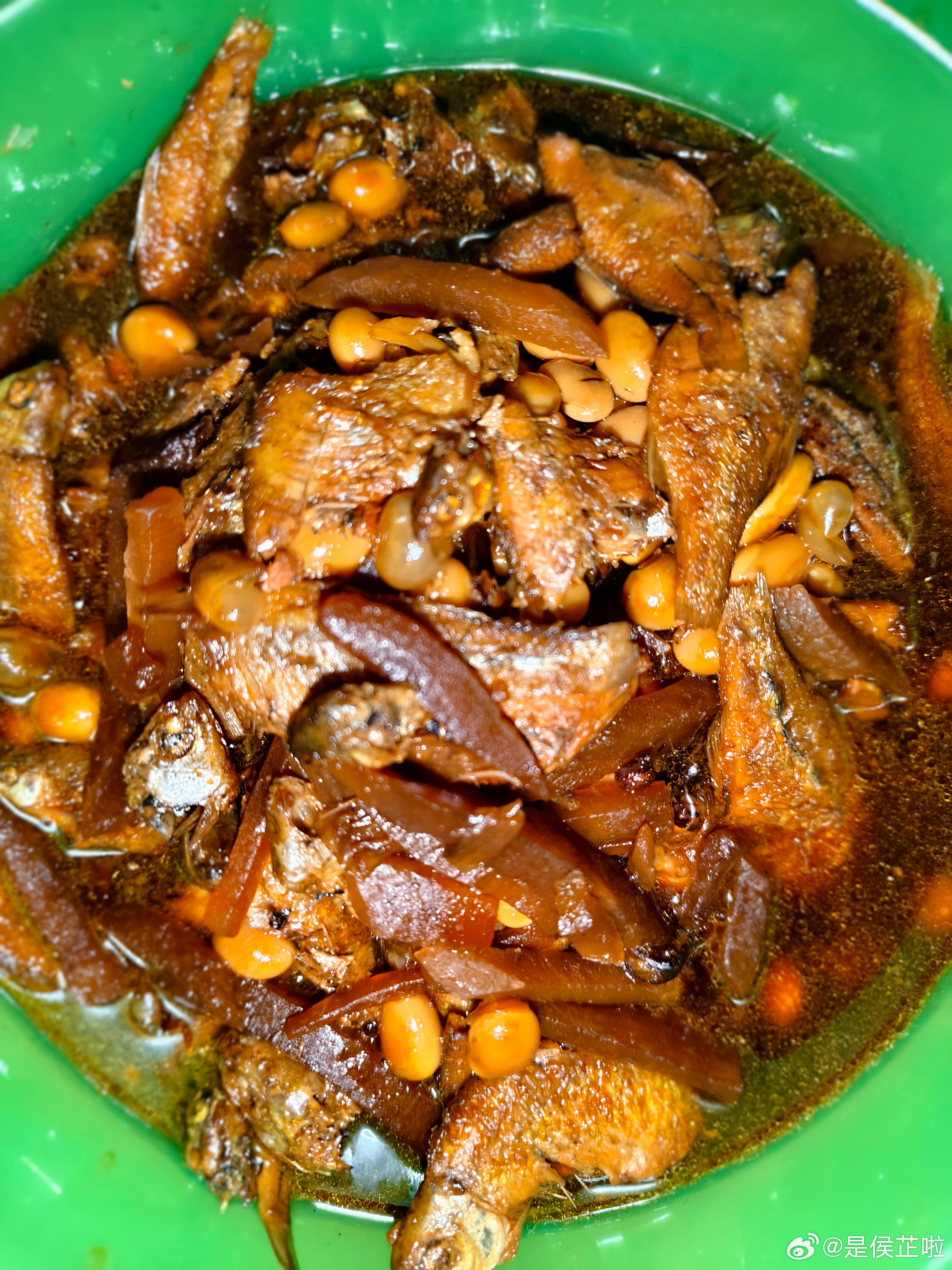 晚上吃了小鱼咸菜小杨同学很喜欢严格来说大家都很喜欢姥爷说没放盐，纯靠咸菜的咸度宝