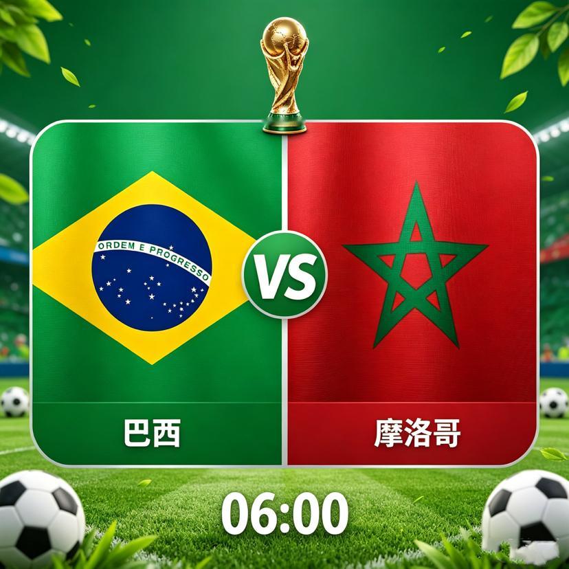 世界杯 （Ｃ组赛）    巴西🇧🇷vs摩洛哥🇲🇦对阵明早06:00，美加
