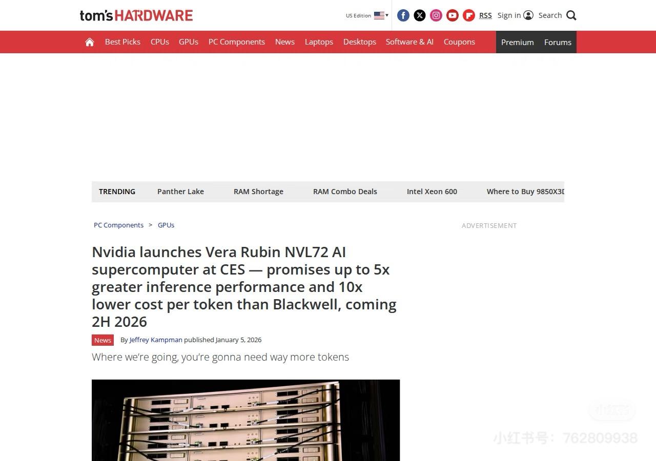 英伟达新芯片来了 推理成本直接砍10倍
英伟达在CES 2026发布了新一代AI