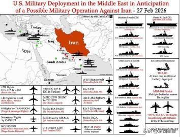 美军超过700架飞机在伊朗附近待命
2月28日，以色列率先发动对伊朗首都德黑兰的