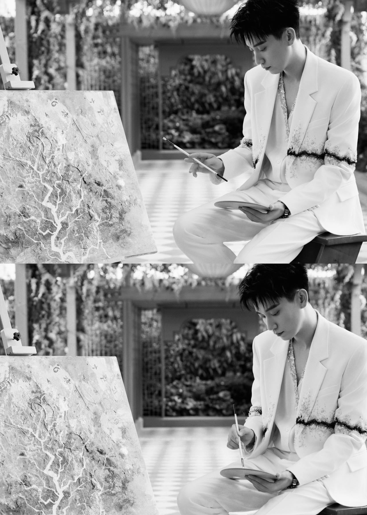 王子奇白马王子造型好温柔！干净清爽的造型，搭配挑染设计，今天这一身帅得过分了！白