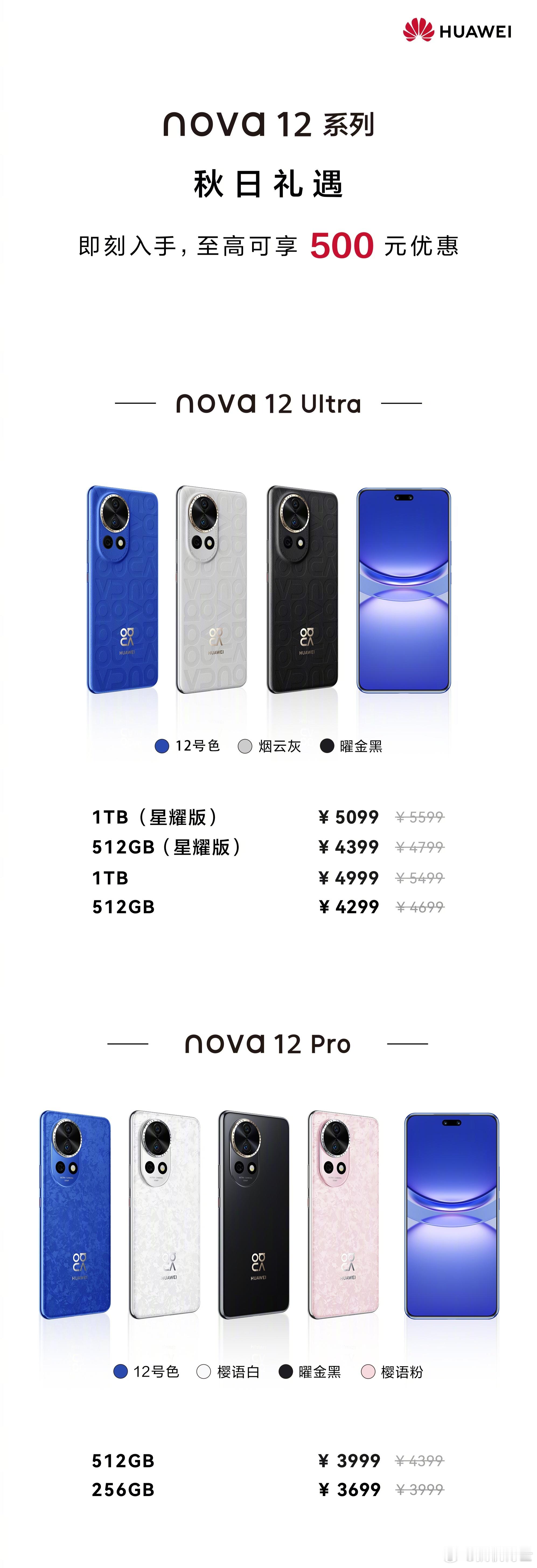 华为nova12系列还是去年底发布的，到现在已经8个多月了，直到昨天官方才首次降