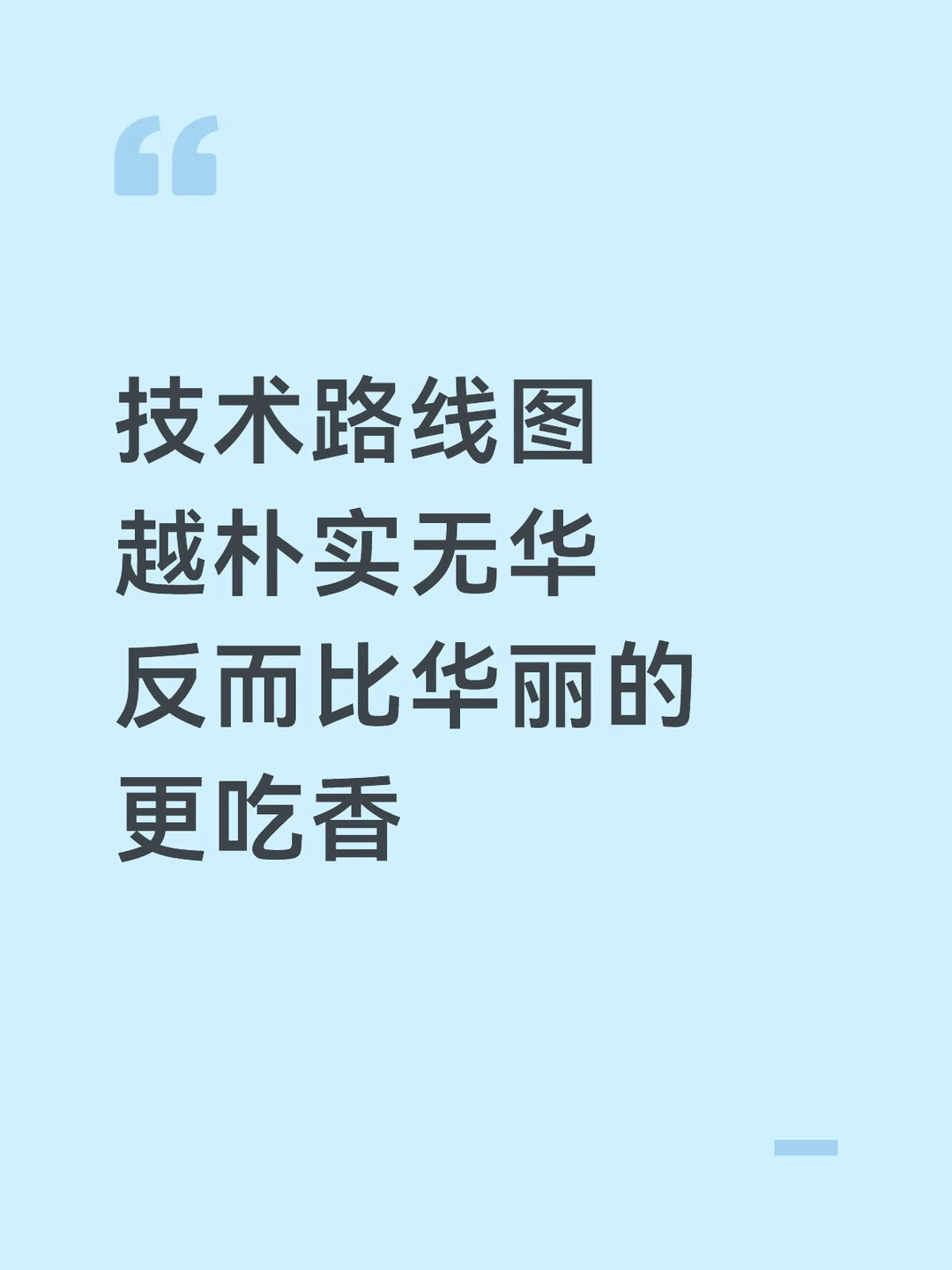 技术路线图越朴实无华反而比华丽的更吃香
