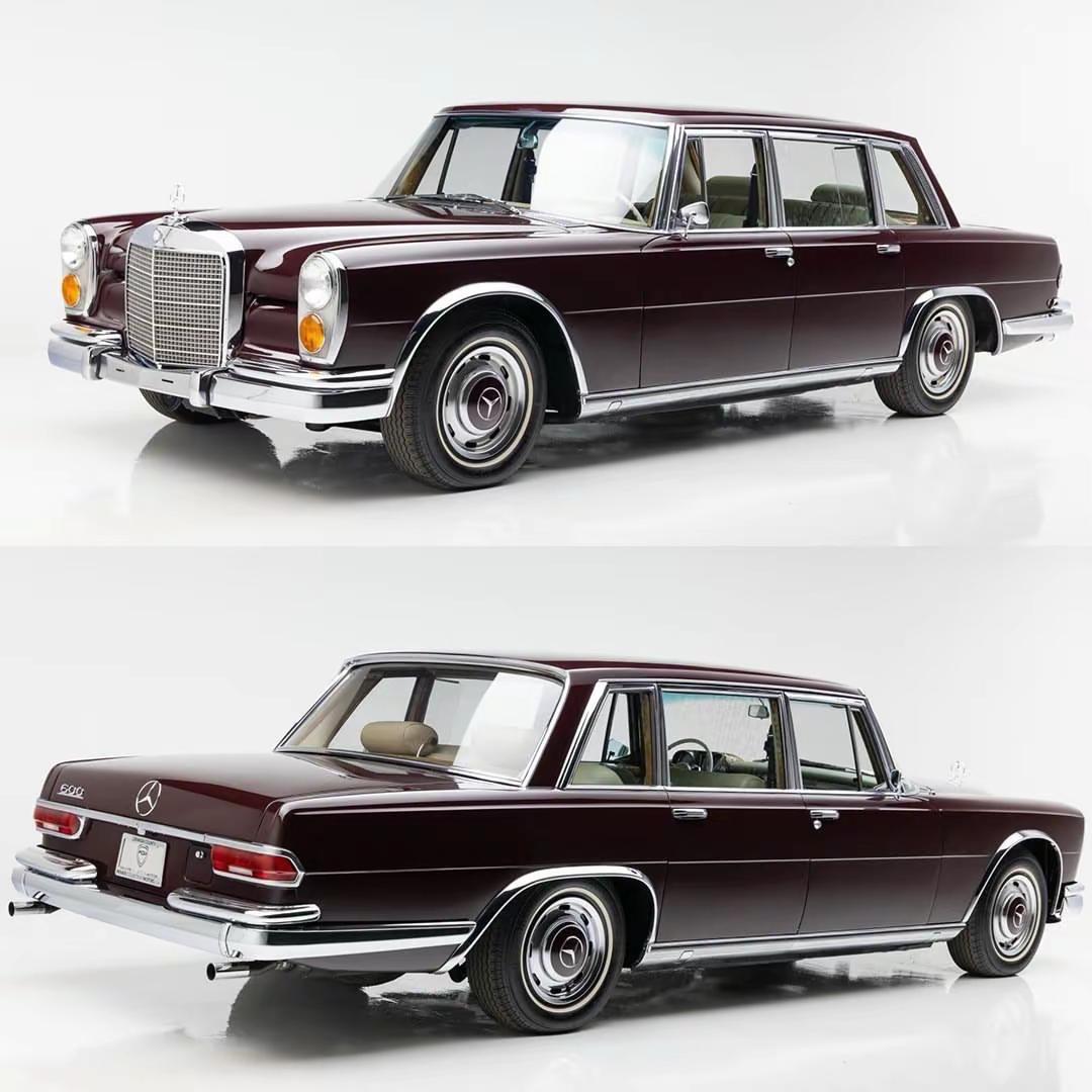 梅赛德斯-奔驰600。这台1966款梅赛德斯-奔驰600，车身以酒红色涂装示人，
