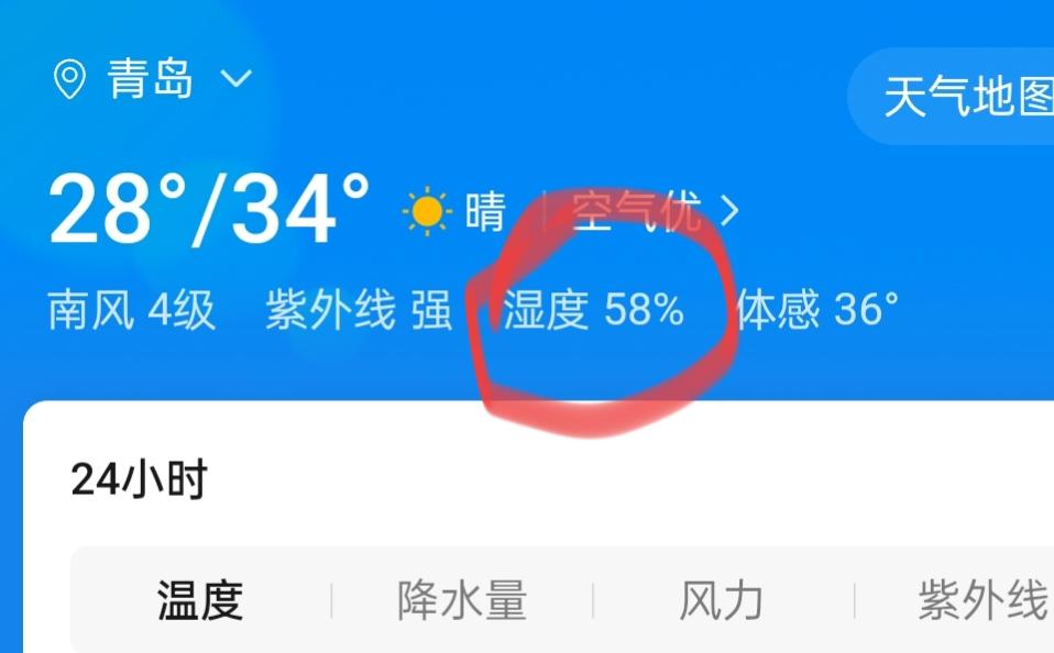 青岛进入了秋天，湿度降低了，所以说，青岛每年夏天的潮湿天气仅在7月下旬十几天，立