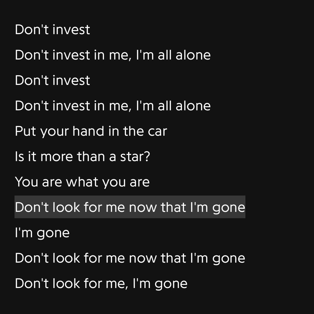Lorde 未发行歌曲的歌词，在 Genius 上转录。"Don't inves
