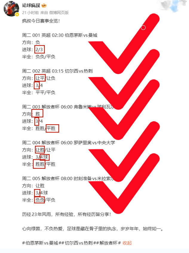 疯叔今日赛事全览！001 瑞典超 01:00 埃尔夫斯堡vs米亚尔比方向：让胜进