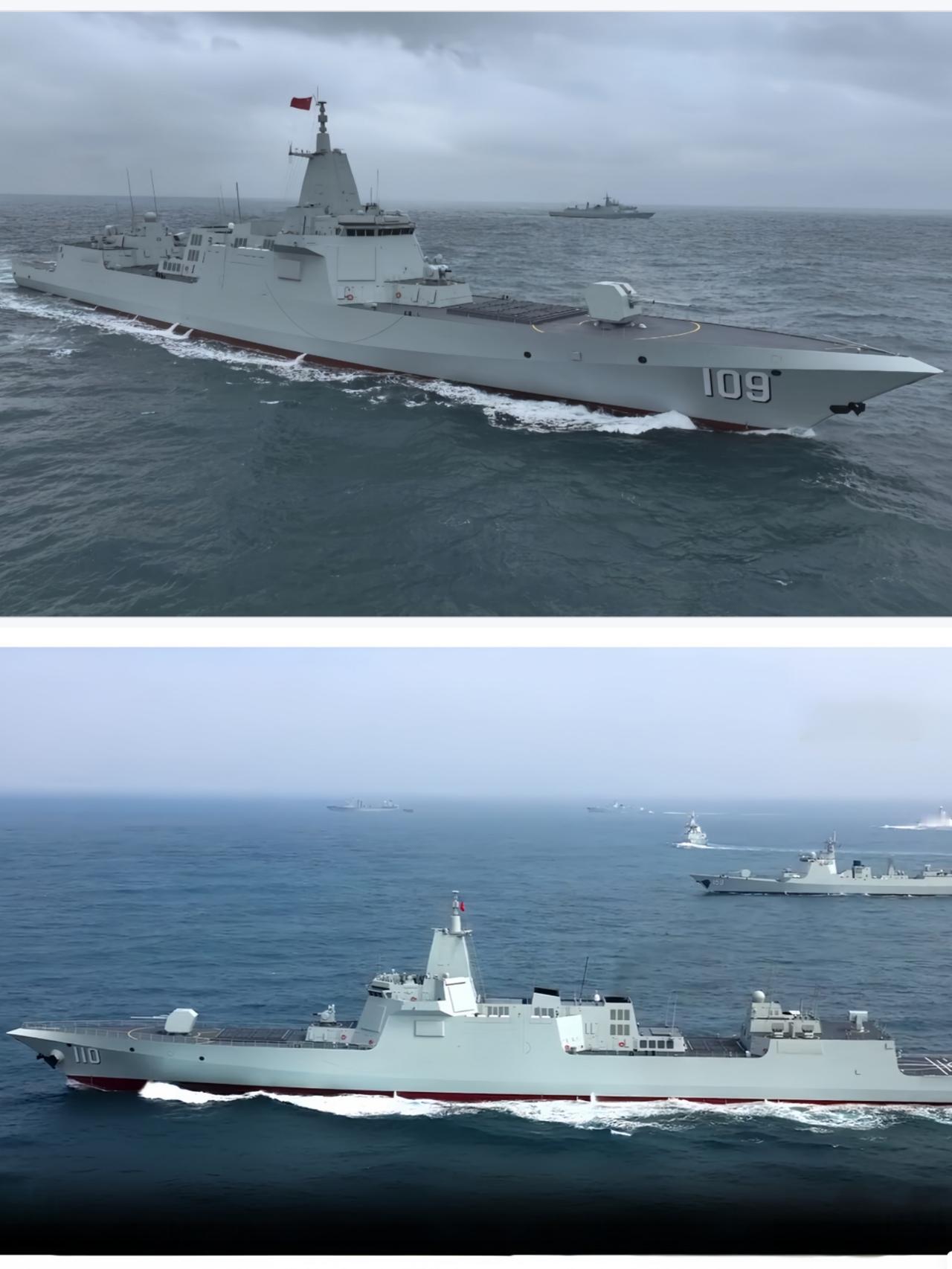 055型驱逐舰新成员，东部战区海军东莞舰（舷号109）、安庆舰（舷号110）
两