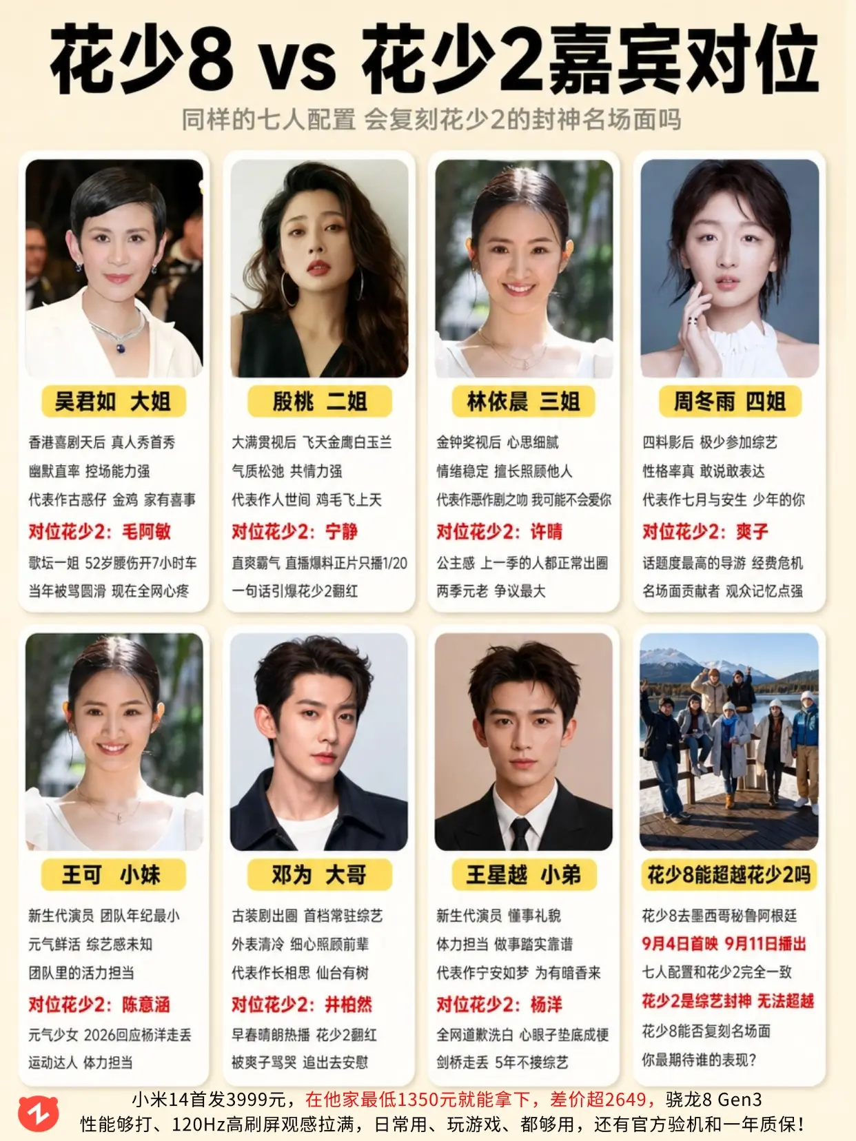 花少8和花少2嘉宾对位，你最期待的是谁？