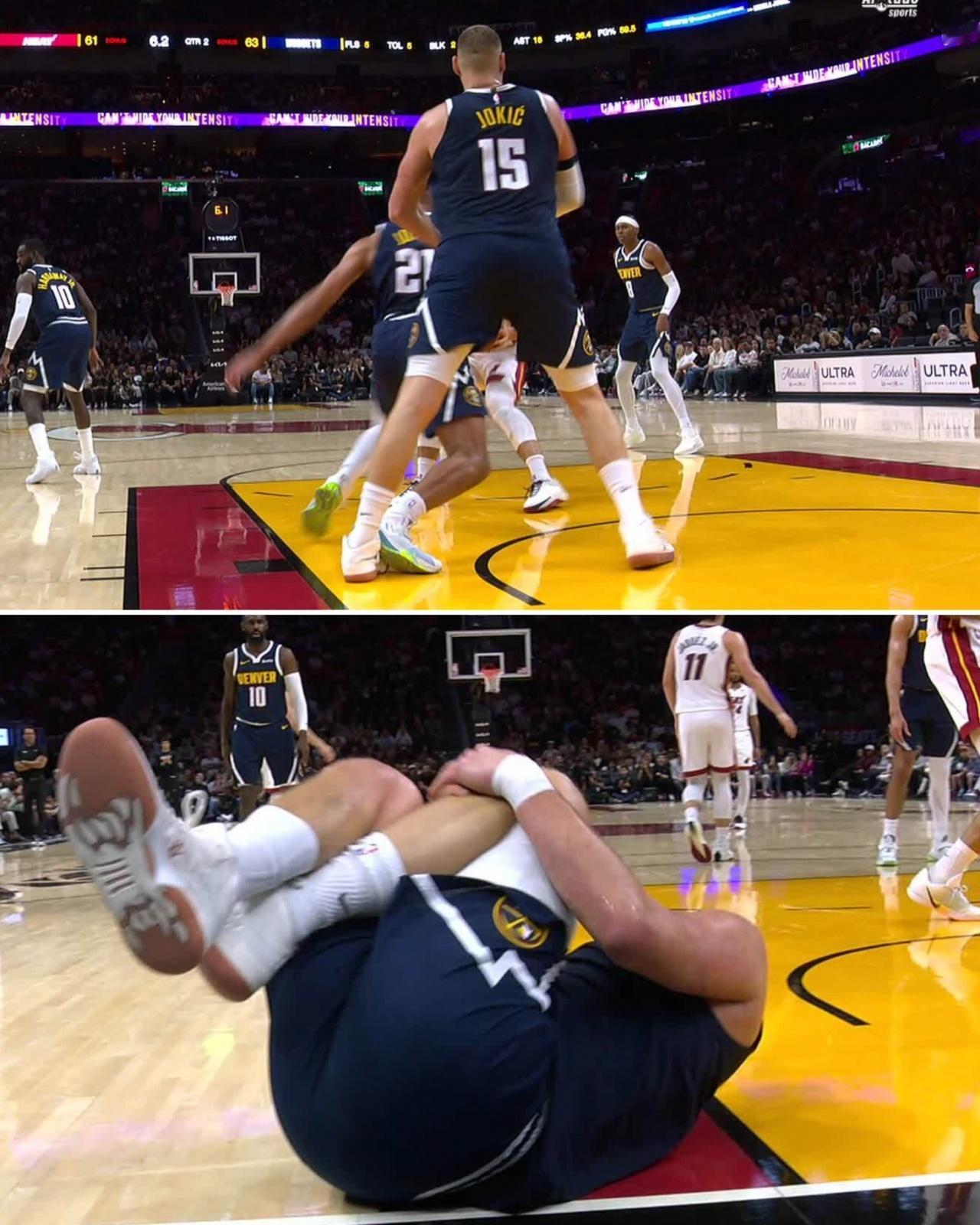 NBA突发：自己人伤自己人约老师被误伤！掘金客场难勉一场大败。
掘金客场挑战热火