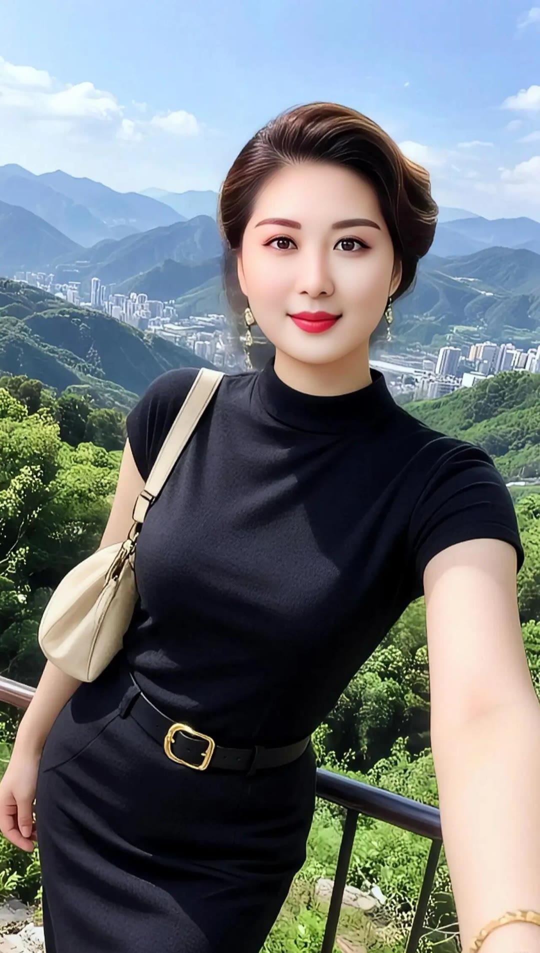 都市丽人，山景自拍，时尚穿搭