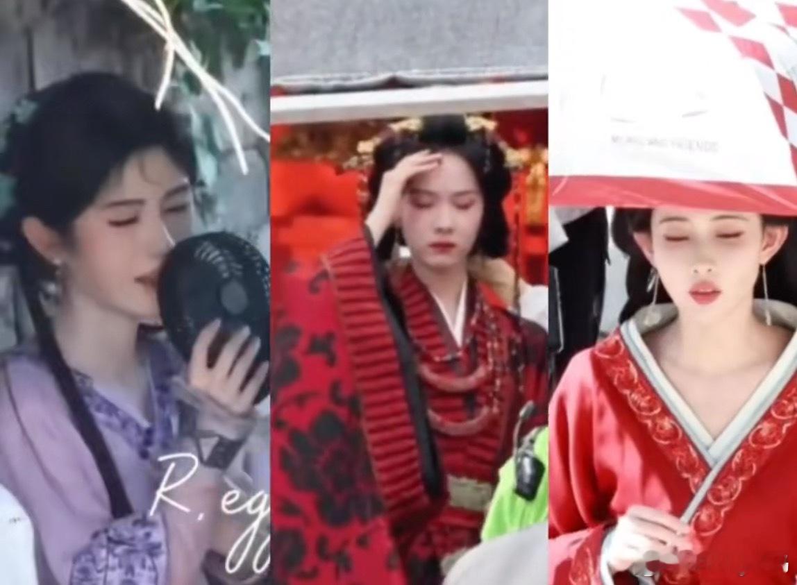 横店女明星热得命好苦的样子这天气去上个厕所都跟在火焰山走了一遭似的女明星拍古装戏
