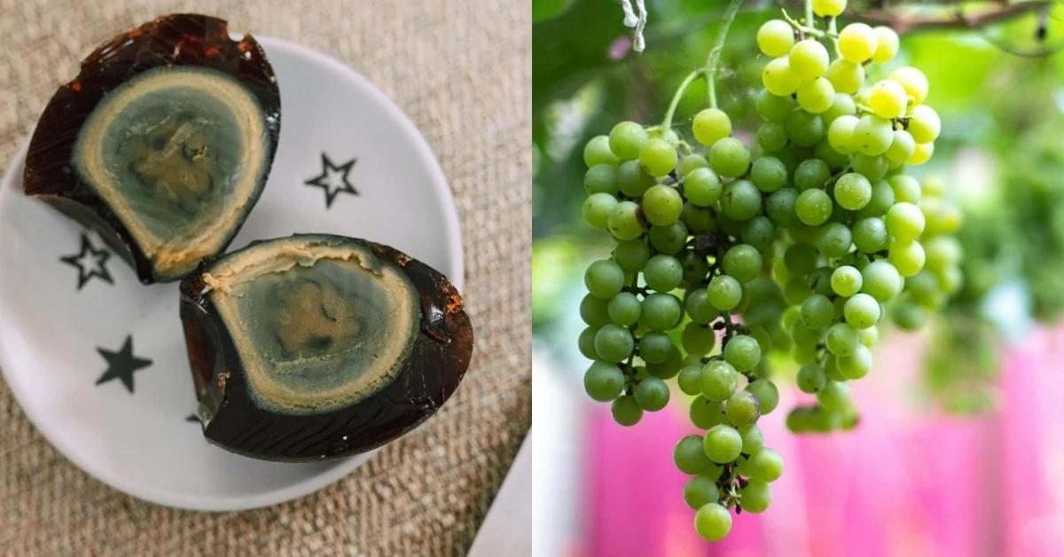 1+1 =3 网友推荐葡萄搭配皮蛋一起吃 民众在社媒上传新吃法，将皮蛋与葡萄组合