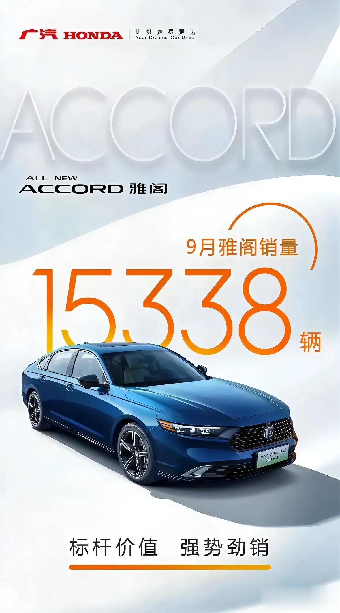 说雅阁凉凉的这下打脸了吧，这不又崛起了，9月雅阁销售15338辆。