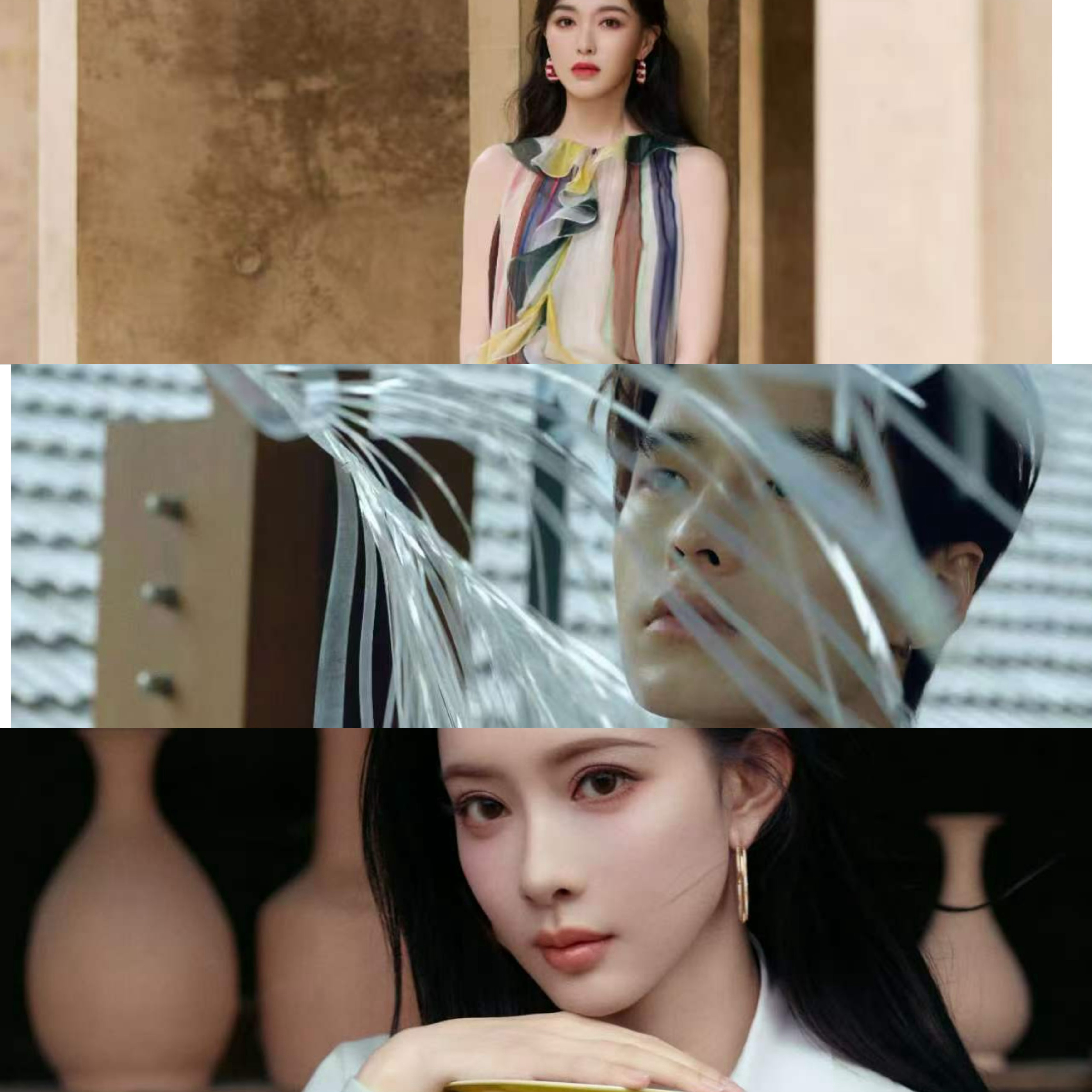 唐嫣孟子义何与同框 景德镇同框，唐嫣甜、孟子义艳、何与清俊，三个人状态都好到发光