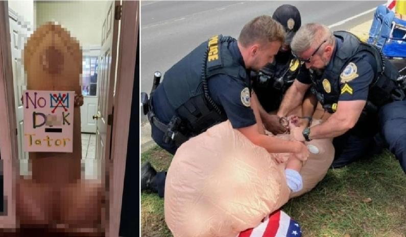 美国阿拉巴马州妇人抗议穿充气服装被捕 法院裁定无罪。
 
美国阿拉巴马州费尔霍普