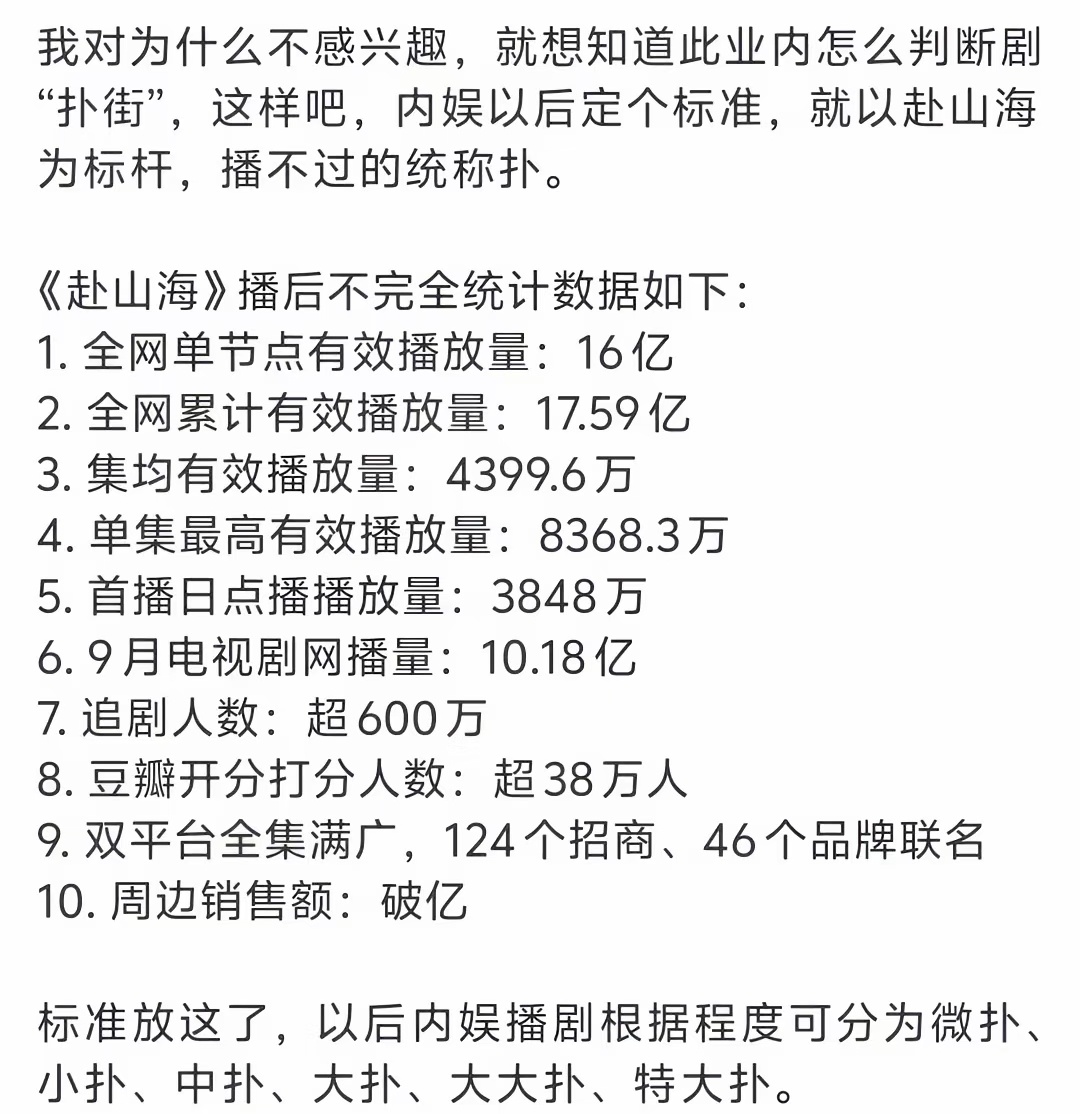 内🐟有太多比不过赴山海的大扑剧了，是吧？而且赴山海经历了漫天的黒氵，史诗级防爆