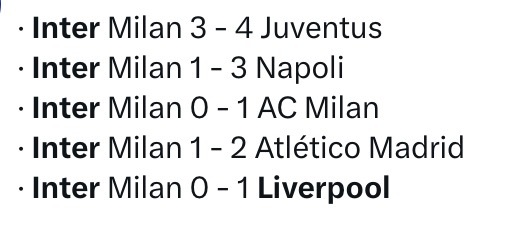 本赛季国际米兰的强强对话战绩国际米兰vs利物浦