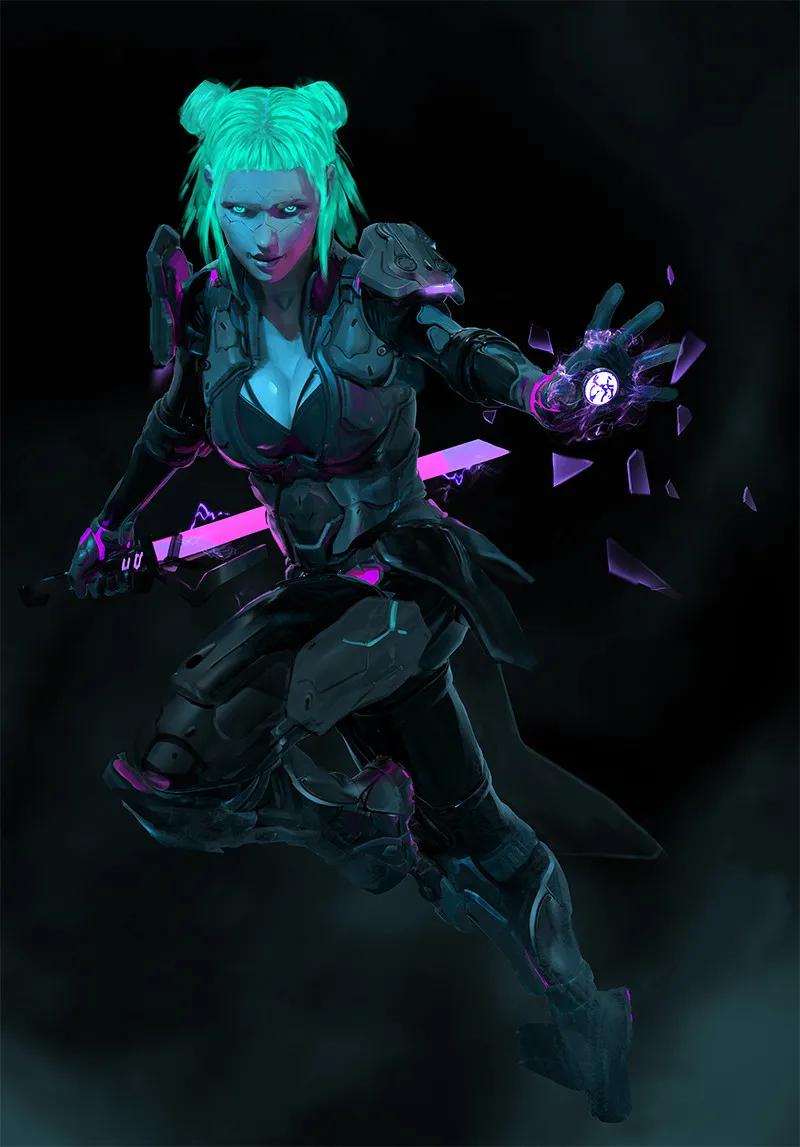 Angelina Stroganova ​​​的赛博朋克风格插画作品