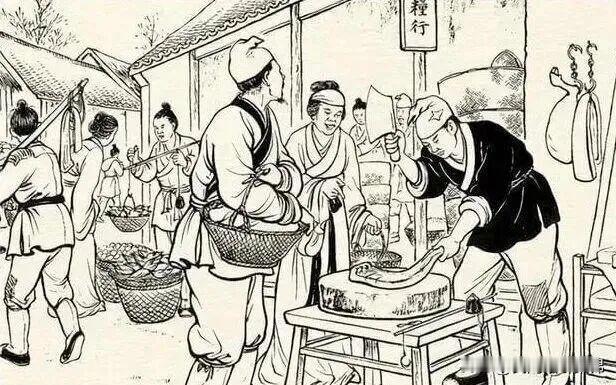 屠户报出的数字加起来刚好是整整100分，也就是1元，这和他最后说的一吊钱是对应的