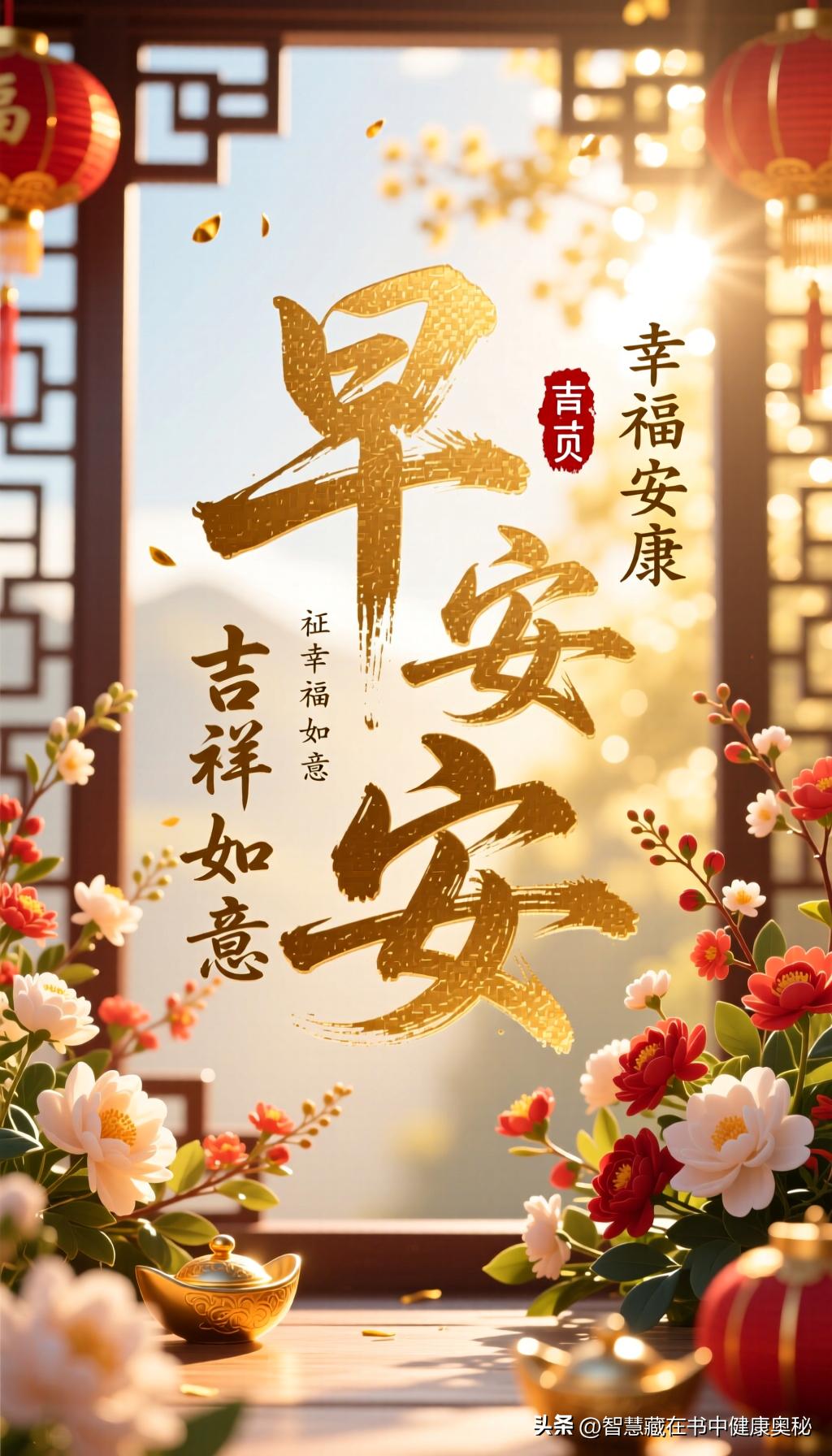 早安！愿你新的一天吉祥如意，幸福安康！晨曦初照，带来无限的希望和美好。今日出发，