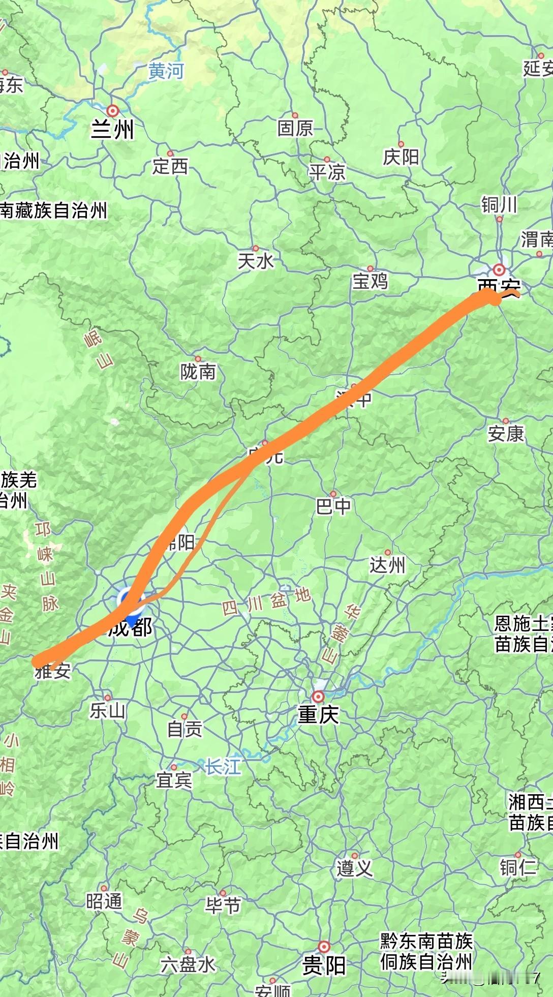 从雅安经成都至西安是一条旅游热线，也是进藏的路线，但没有一趟高铁，其实可以考虑增