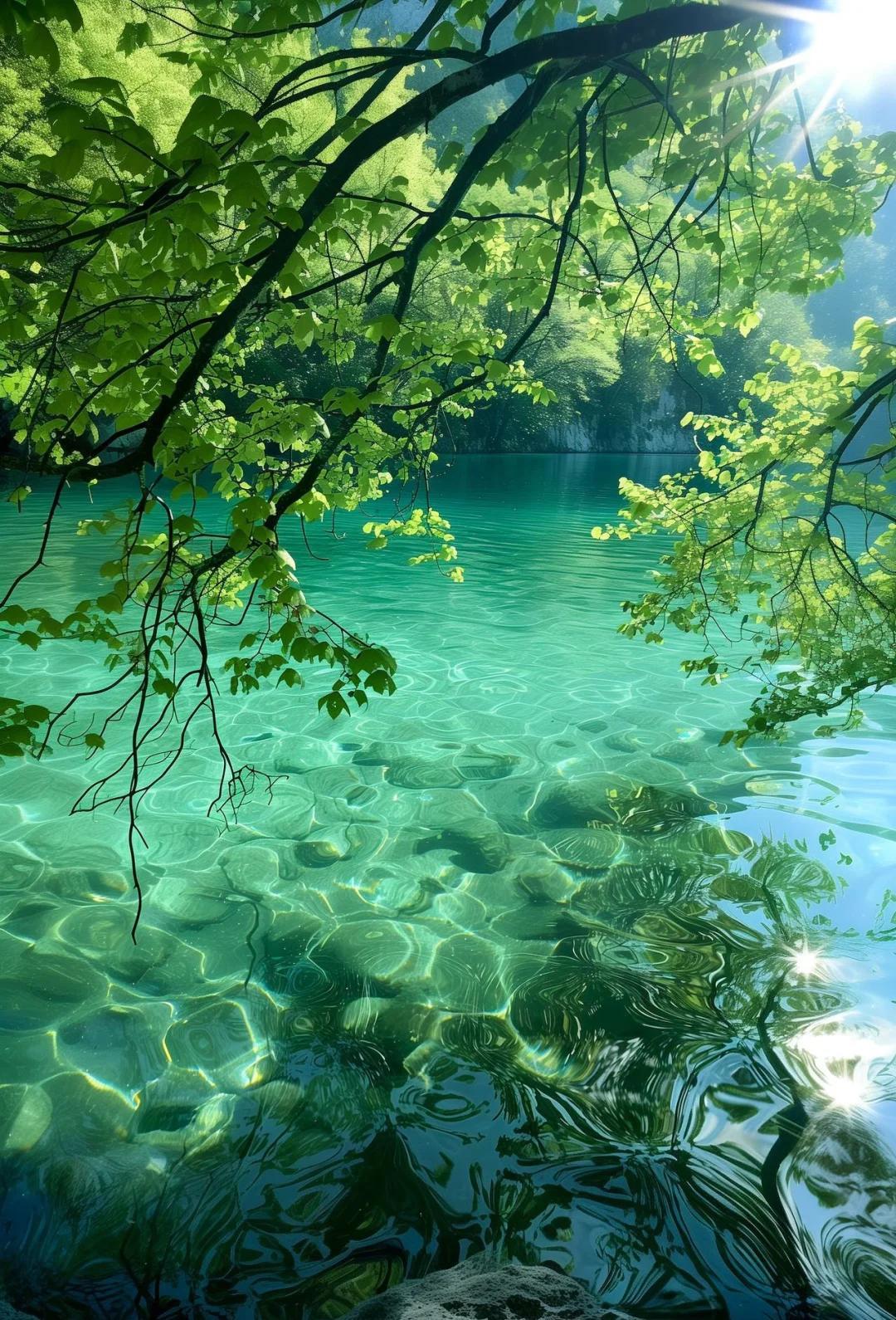 下联：绿水尽诗篇。