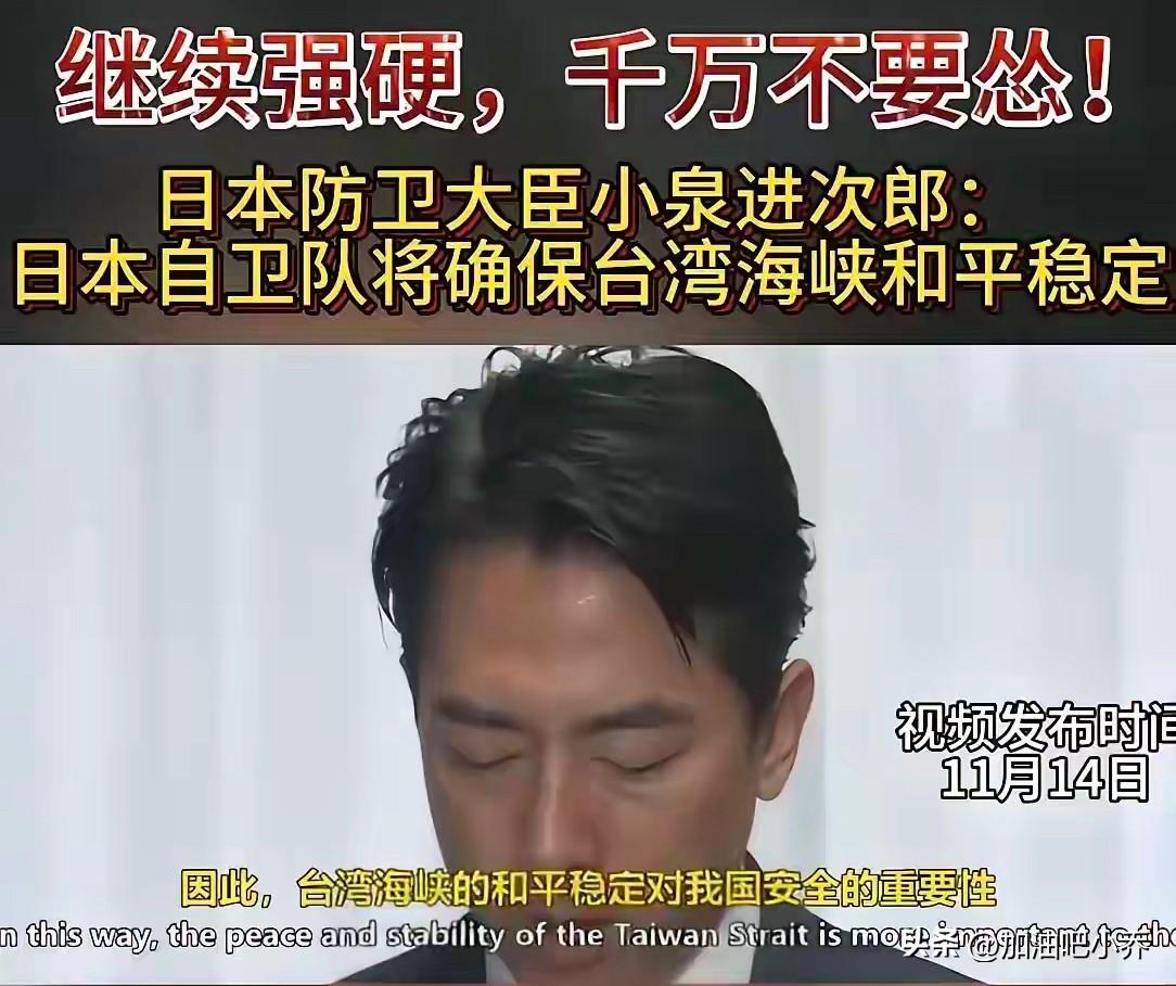 继日本首相高市早苗发布涉台错误言论后，日本防卫大臣小泉进次郎再次强硬发声，称台湾