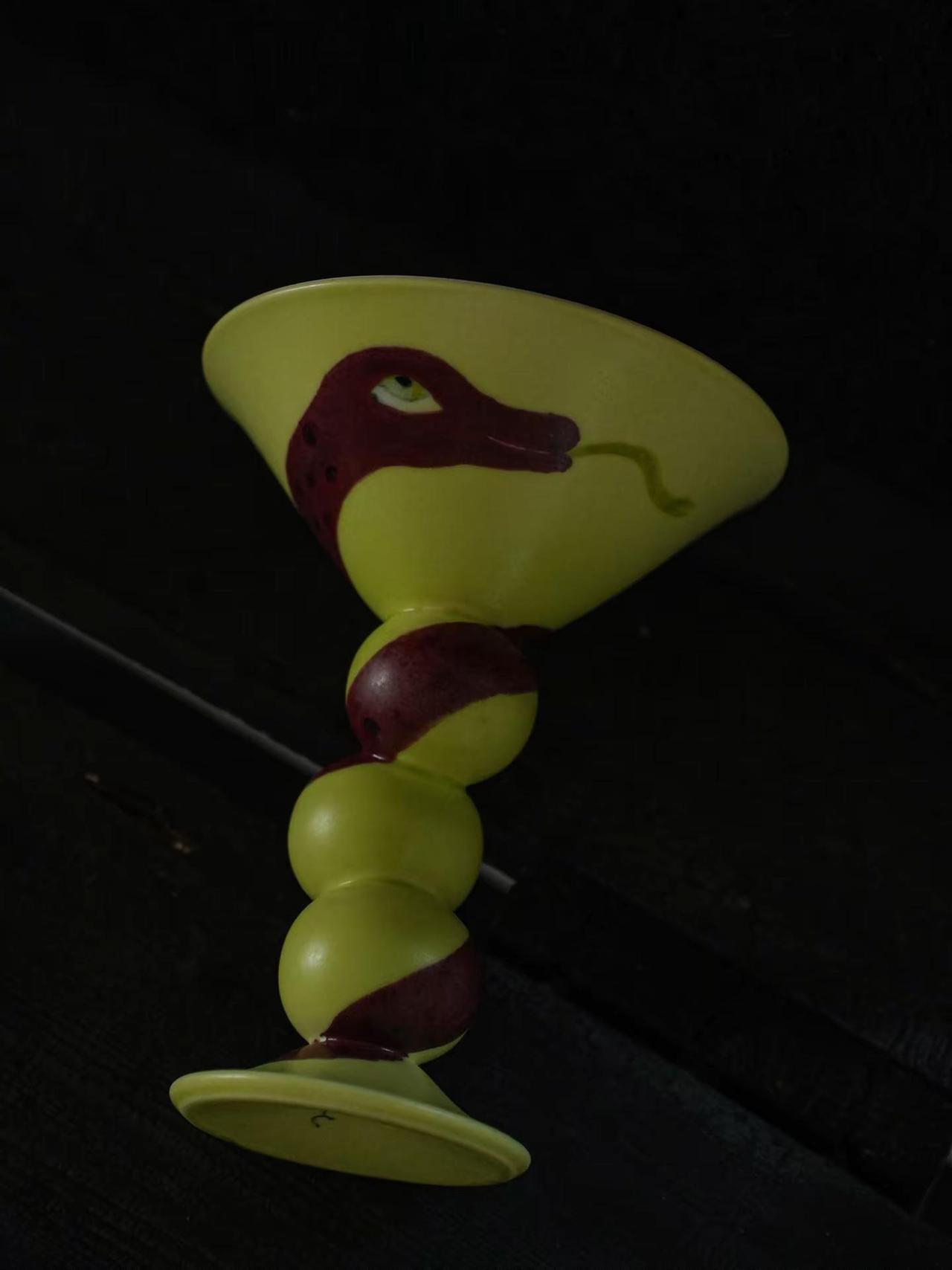 🐍蛇形高足杯。器物美学 手作陶瓷鸡尾酒杯 高脚杯