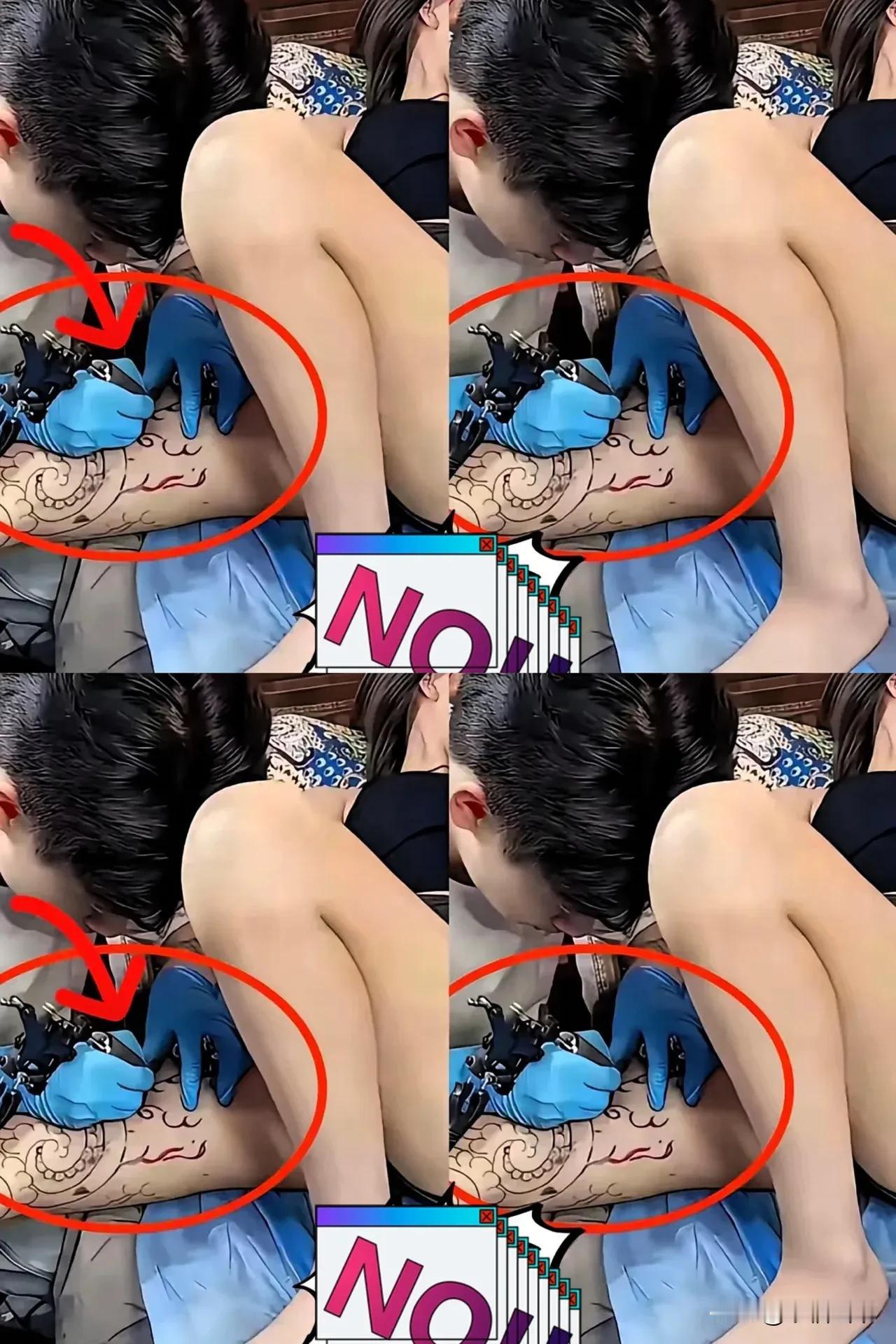 二十出头的小姑娘，怎么就敢在隐私部位纹大面积纹身啊？图案又杂又扎眼，密密麻麻的针