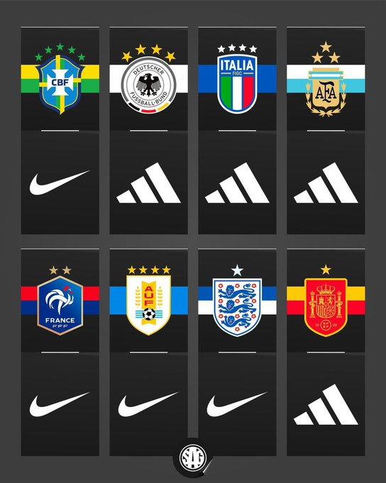 历史上首次，所有世界冠军都将身穿阿迪达斯或耐克的服装。 