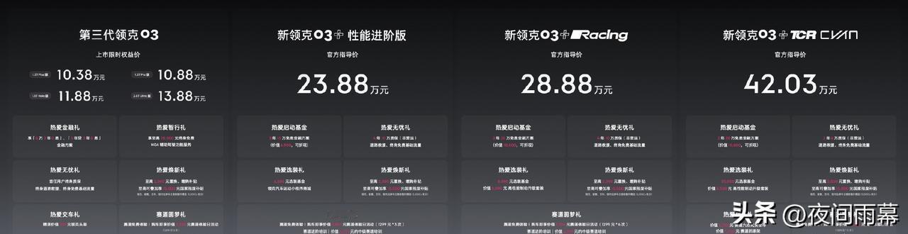 2026款领克03正式上市，上市限时权益价10.38 - 13.88万元，这性价