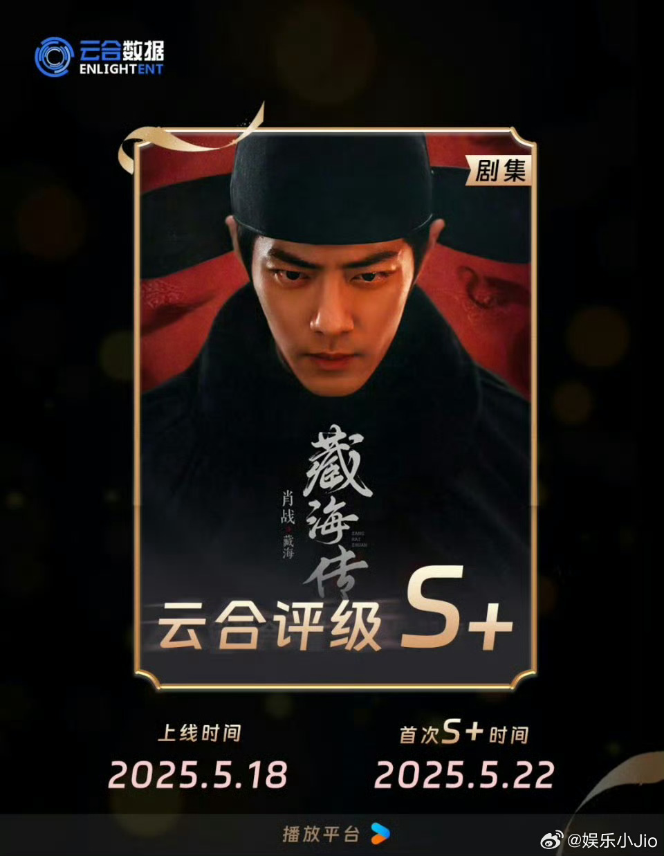 肖战《藏海传》云合评级S+了！太🈶实力了！看的人越来越多了，大人时代真变了。藏