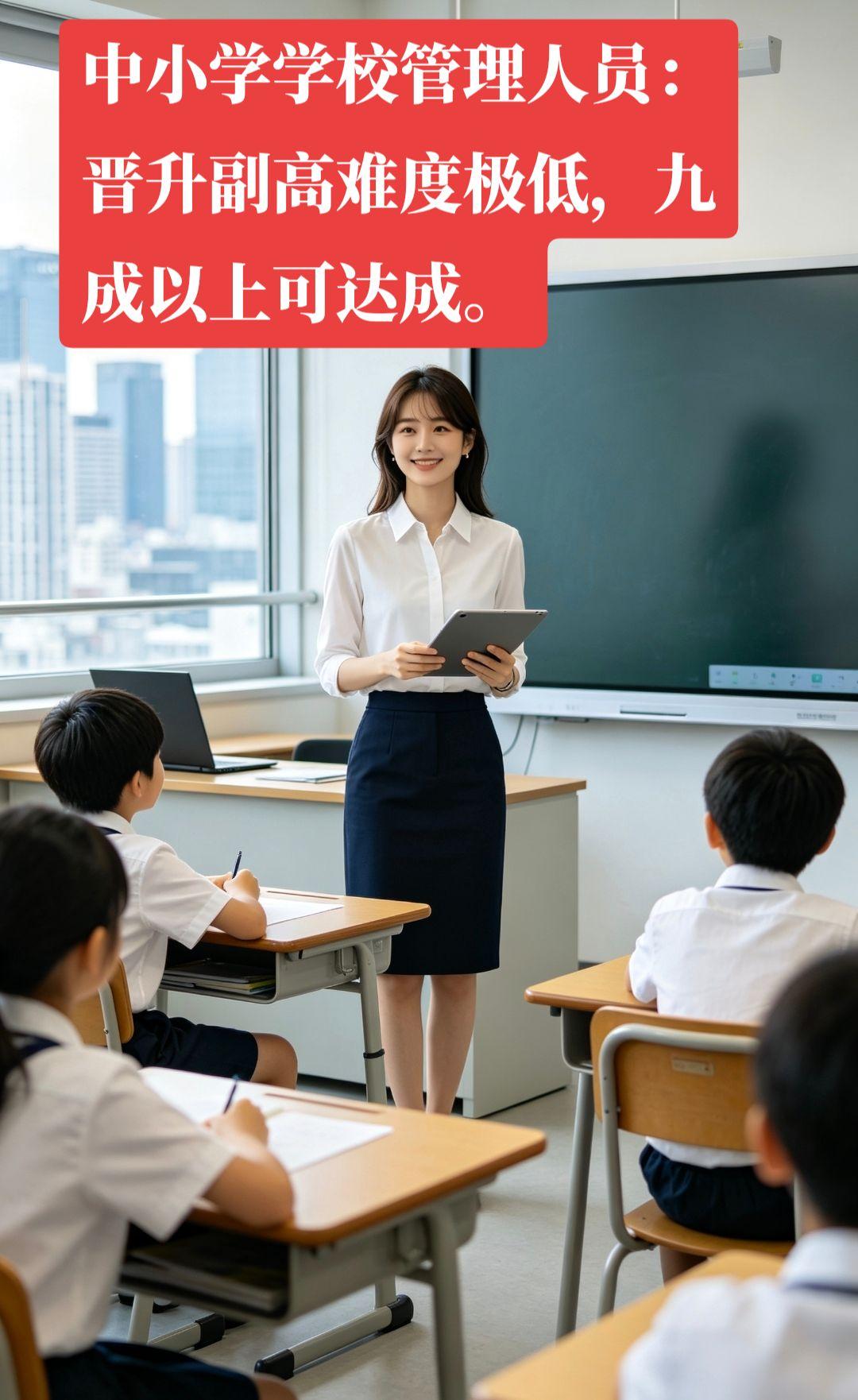 中小学学校管理人员：晋升副高难度极低，九成以上可达成。