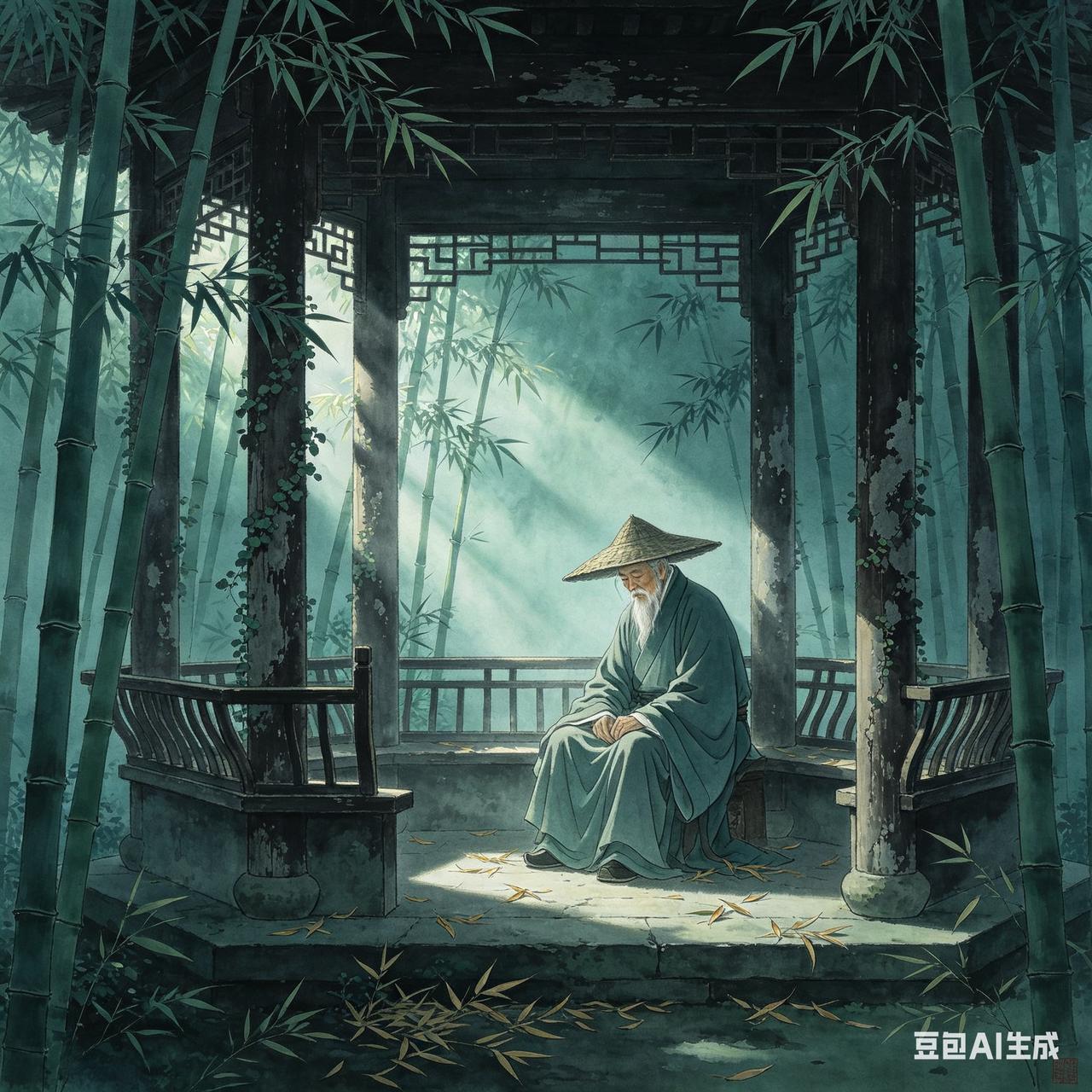 敲锣打鼓，哭天喊地，一支送葬的队伍从老人的窗前走过。
  屋里住着一个孤独的老人