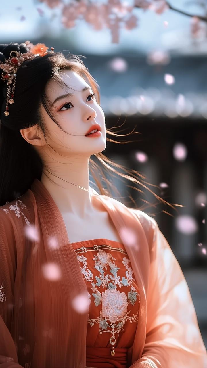 樱花树下，少女轻舞，古风韵味，美不胜收。