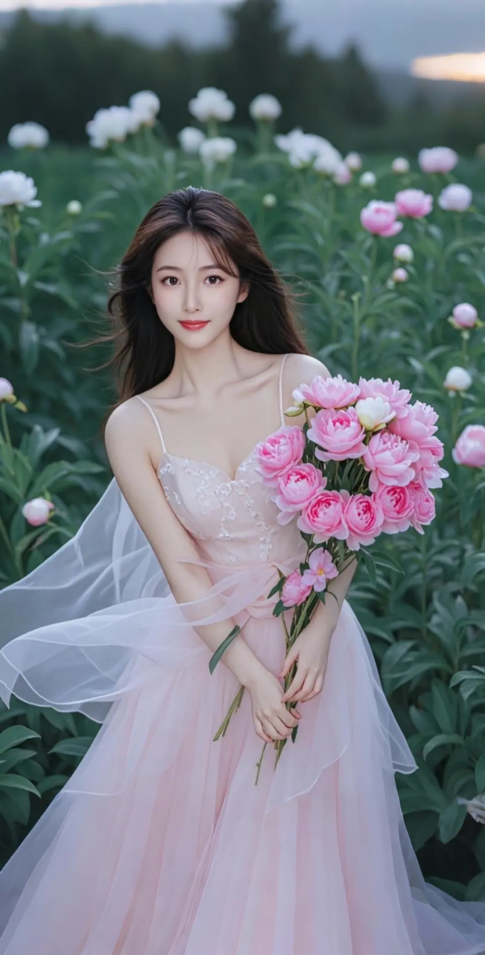 AI扩图 AI莫奈粉芍药
