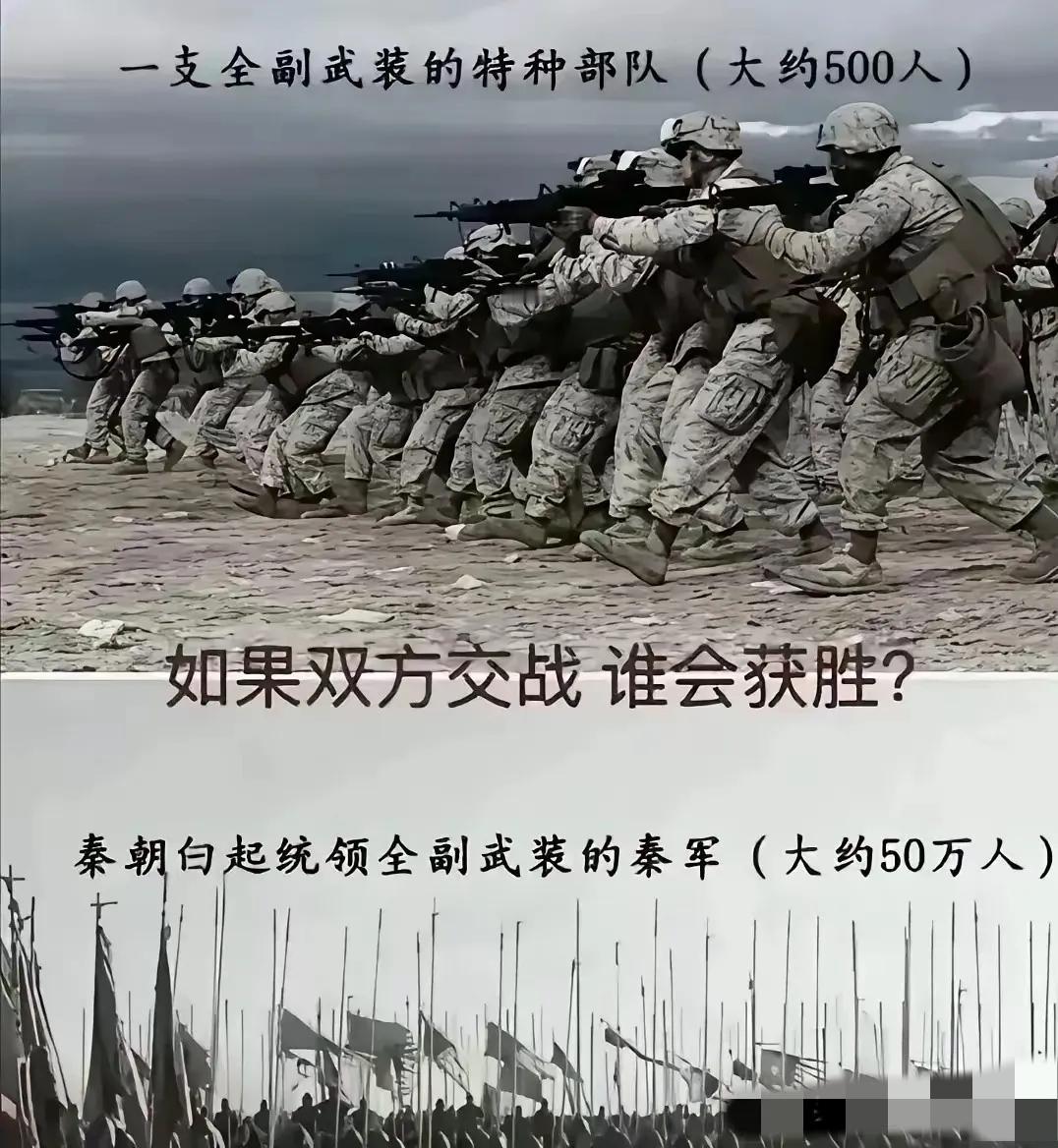 全副武装，我敢打赌！不用500个，50个足够了，对白起而言，这50个不是人，而是