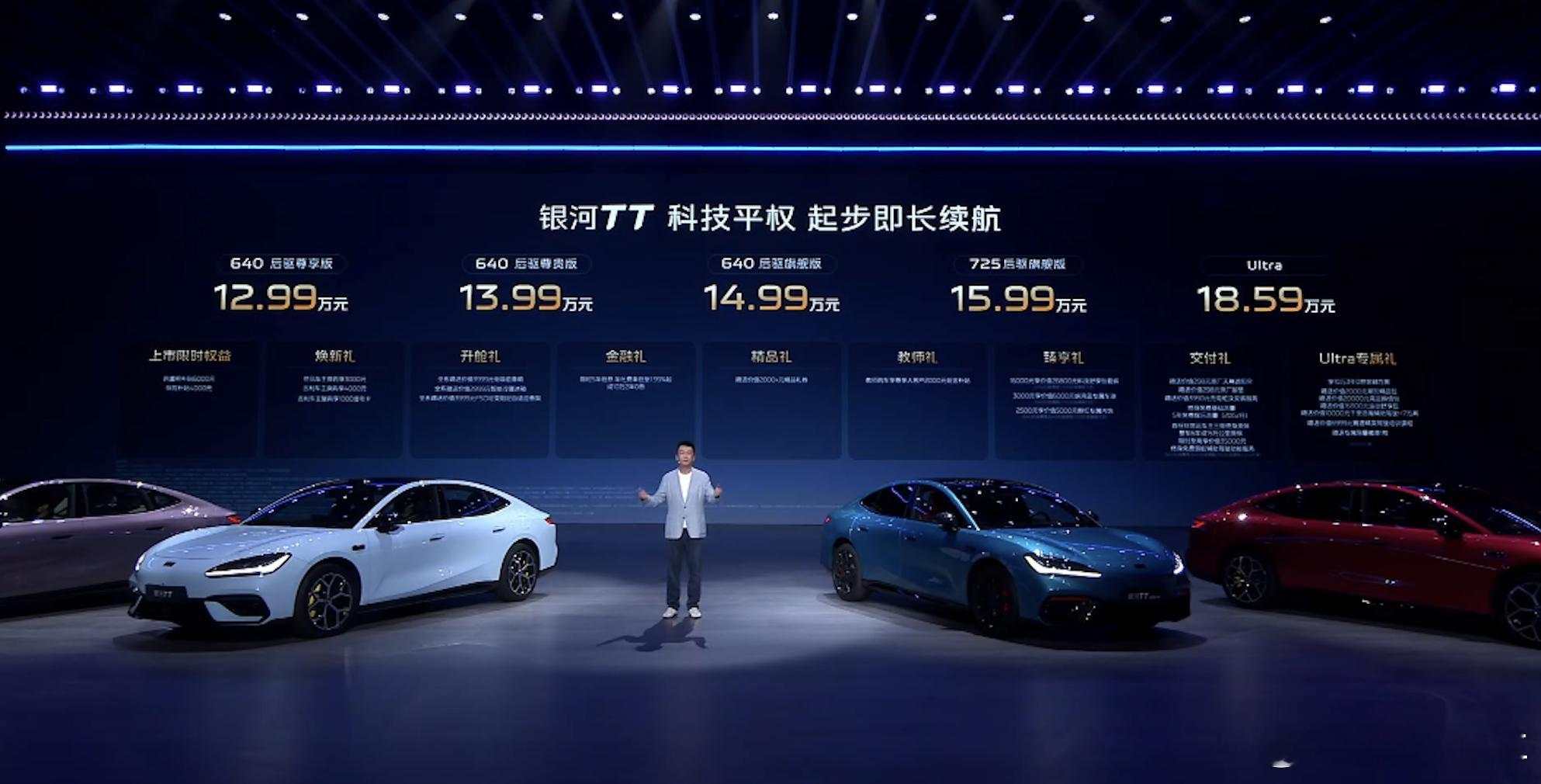 银河TT正式上市，限时补贴后12.99万起。车全系标配800V高压平台与激光雷达