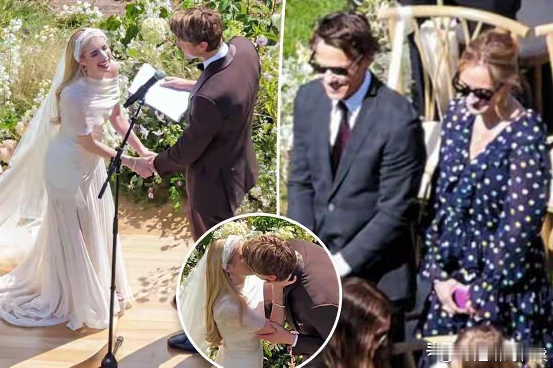 艾玛·罗伯茨大婚，影后姑姑茱莉亚·罗伯茨到场，5岁儿子护送红毯 