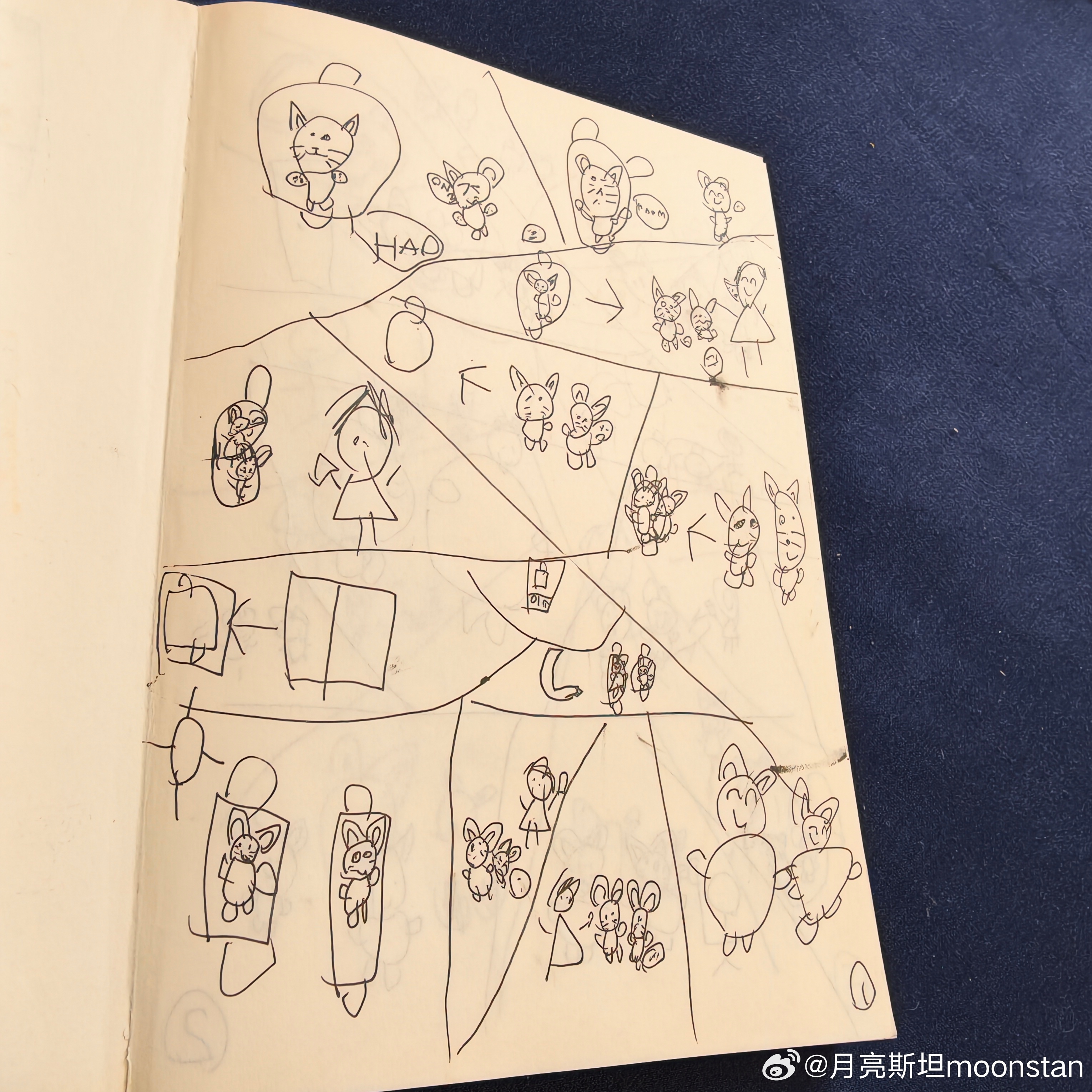 妹竟然自己在家画了一本小书，她说这是她的喵喵漫画哈哈 ​​​