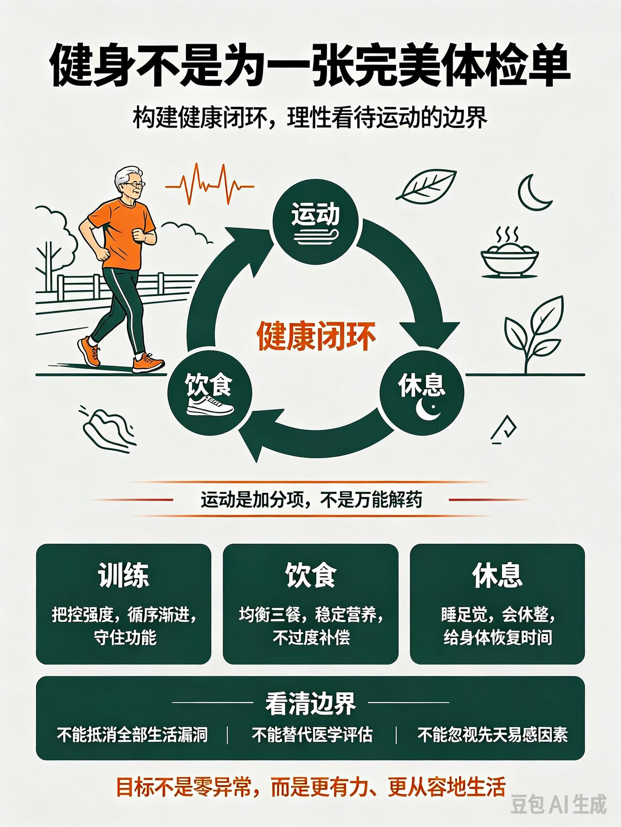 健身不是为一张完美体检单，而是构建健康闭环，理性看待运动的边界。


很多人健身