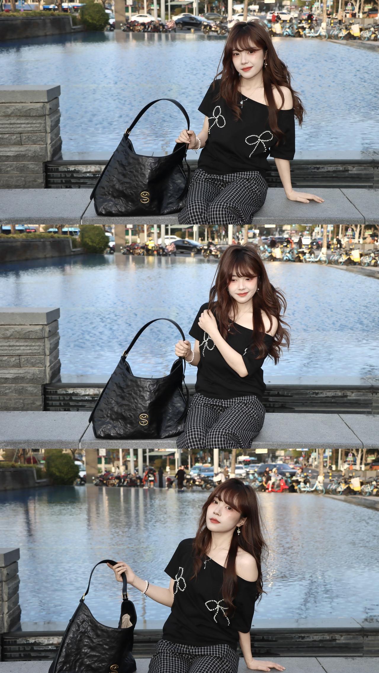 春日出门穿啥| 斜肩珍珠T➕格纹裤 ➕容量超大的hobo包 我的本命舒适穿搭
o