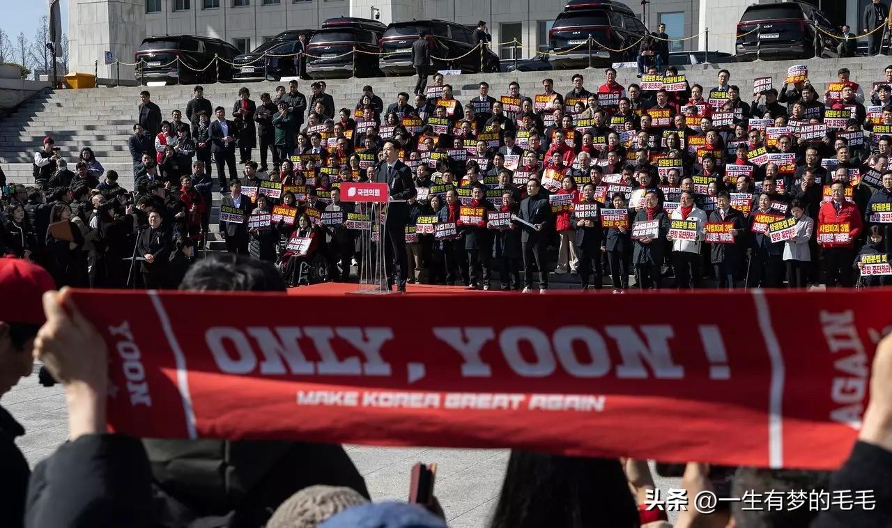 3日，韩国国民力量党发起步行抗议活动，约140名参与者包括80余名议员、党协负责