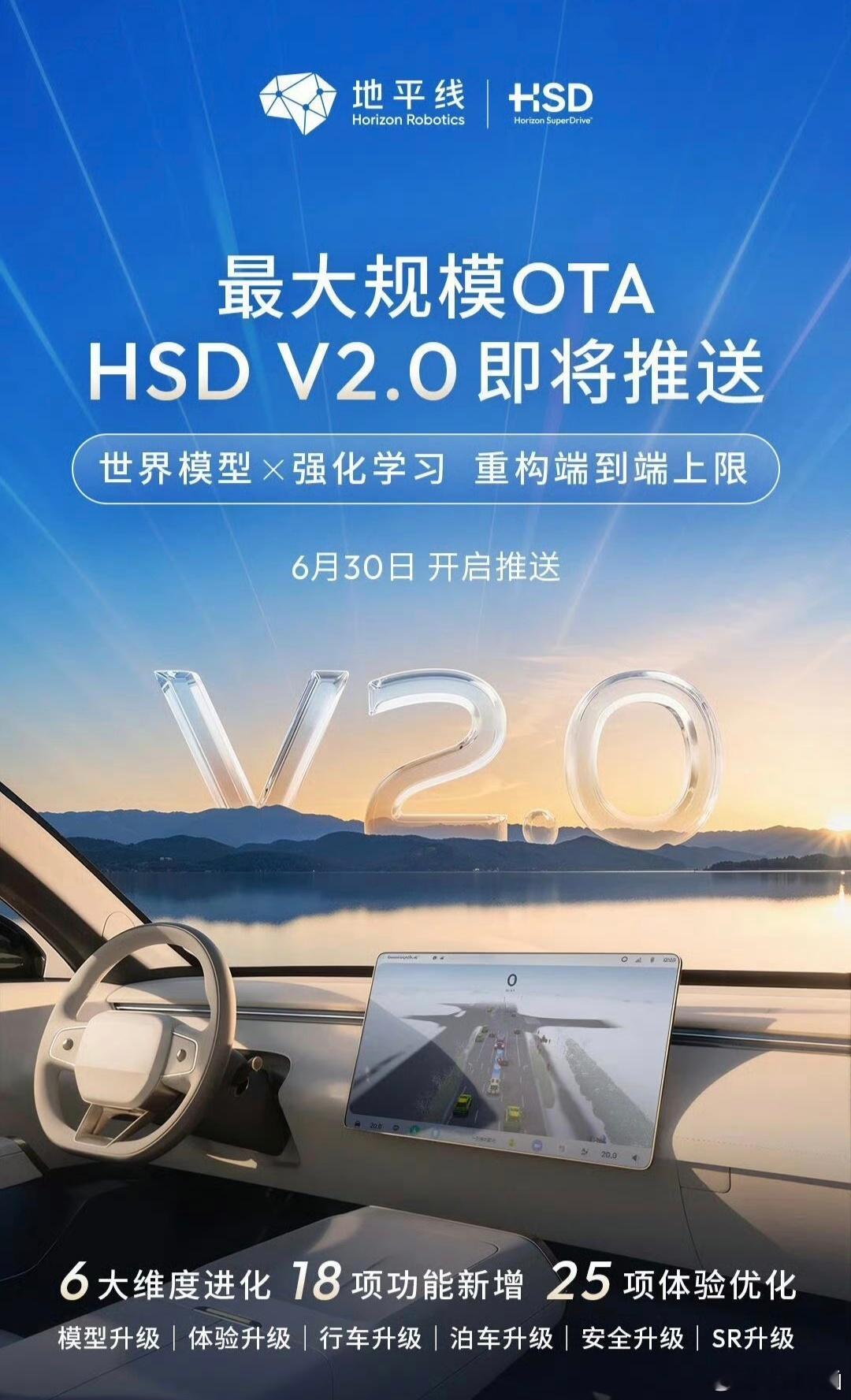 明天地平线HSD将迎来V2.0版本更新这个版本基于世界模型+端到端强化学习，智驾