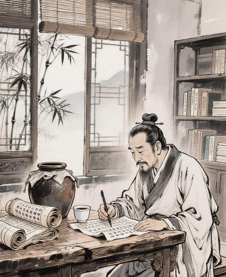 上联：酒里忧愁少
下联：诗中意趣多