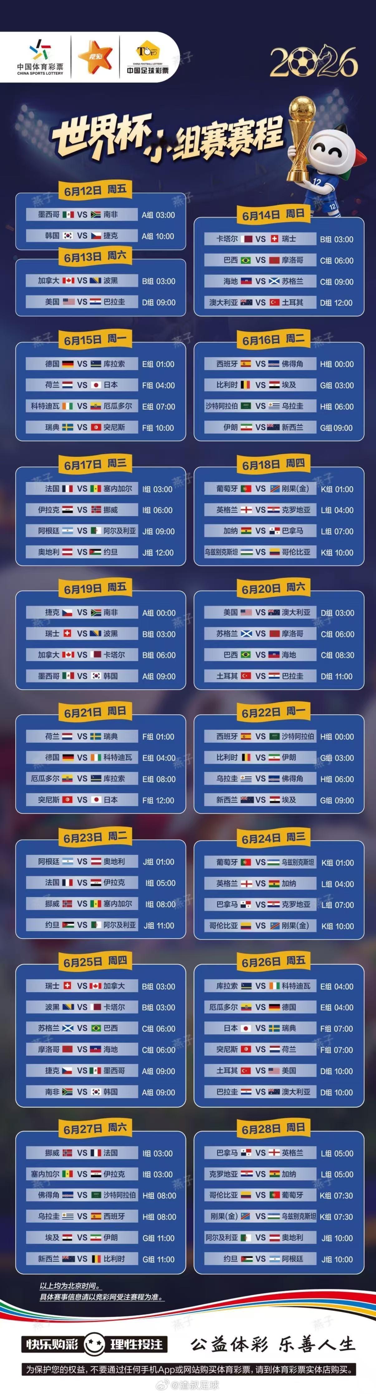 1. 重磅开赛🔥6月8日 （今天）小组赛首轮正式开售！各路劲旅集结登场，精彩对