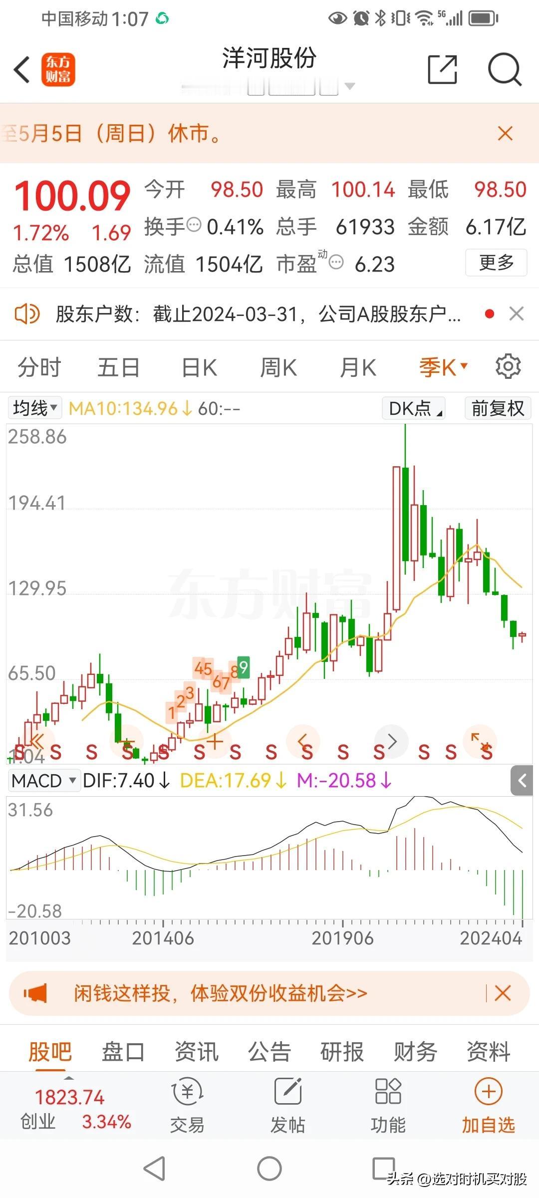 投资有两种方法，一个是基于基本面预测未来，基本面包括经济周期的研判，企业的价值分